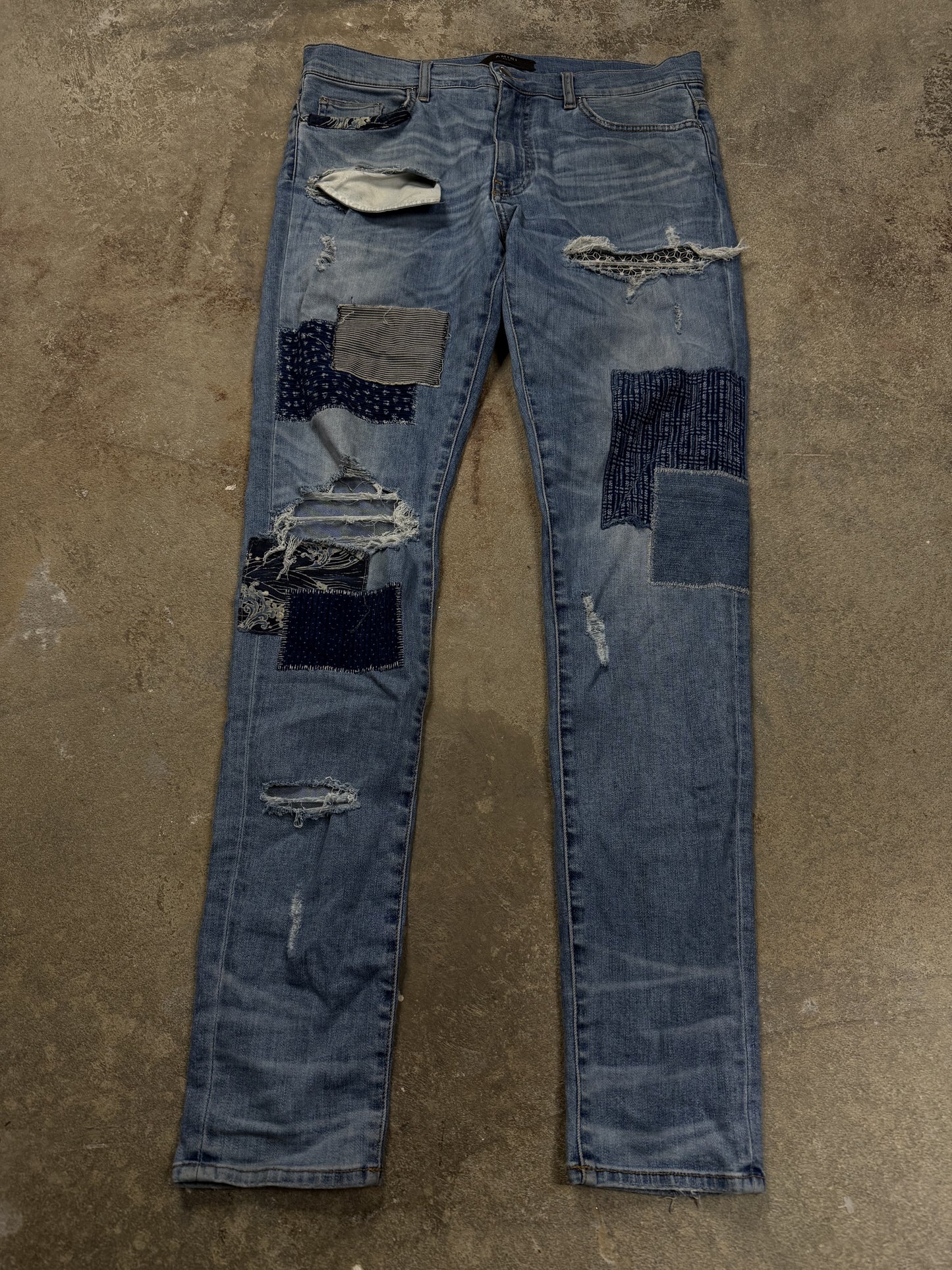 Amiri Jeans Light Wash Blue Patchwork Used 34