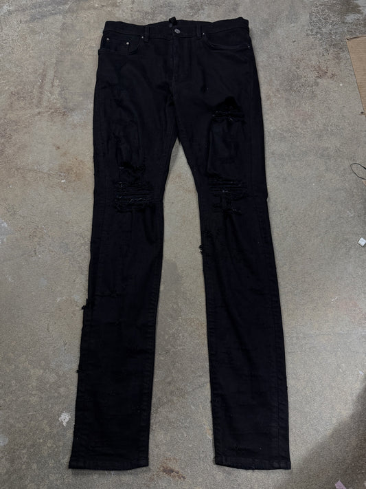 Amiri Plain Thrasher Black Distressed Used 36