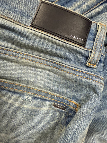 Amiri Jeans Light Wash A Patch Baby Blue Used 33