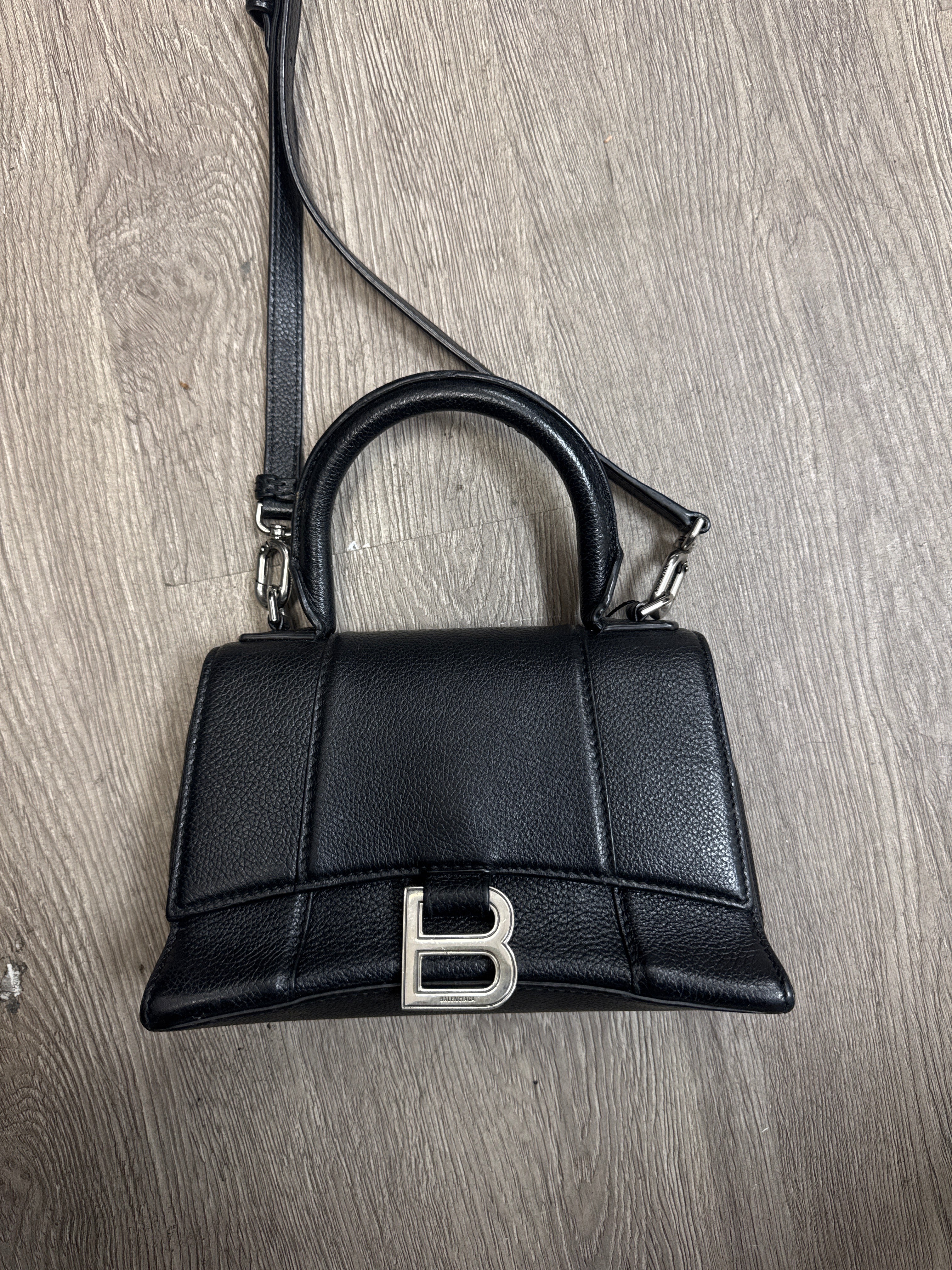 Balenciaga Black Silver Hourglass Bag