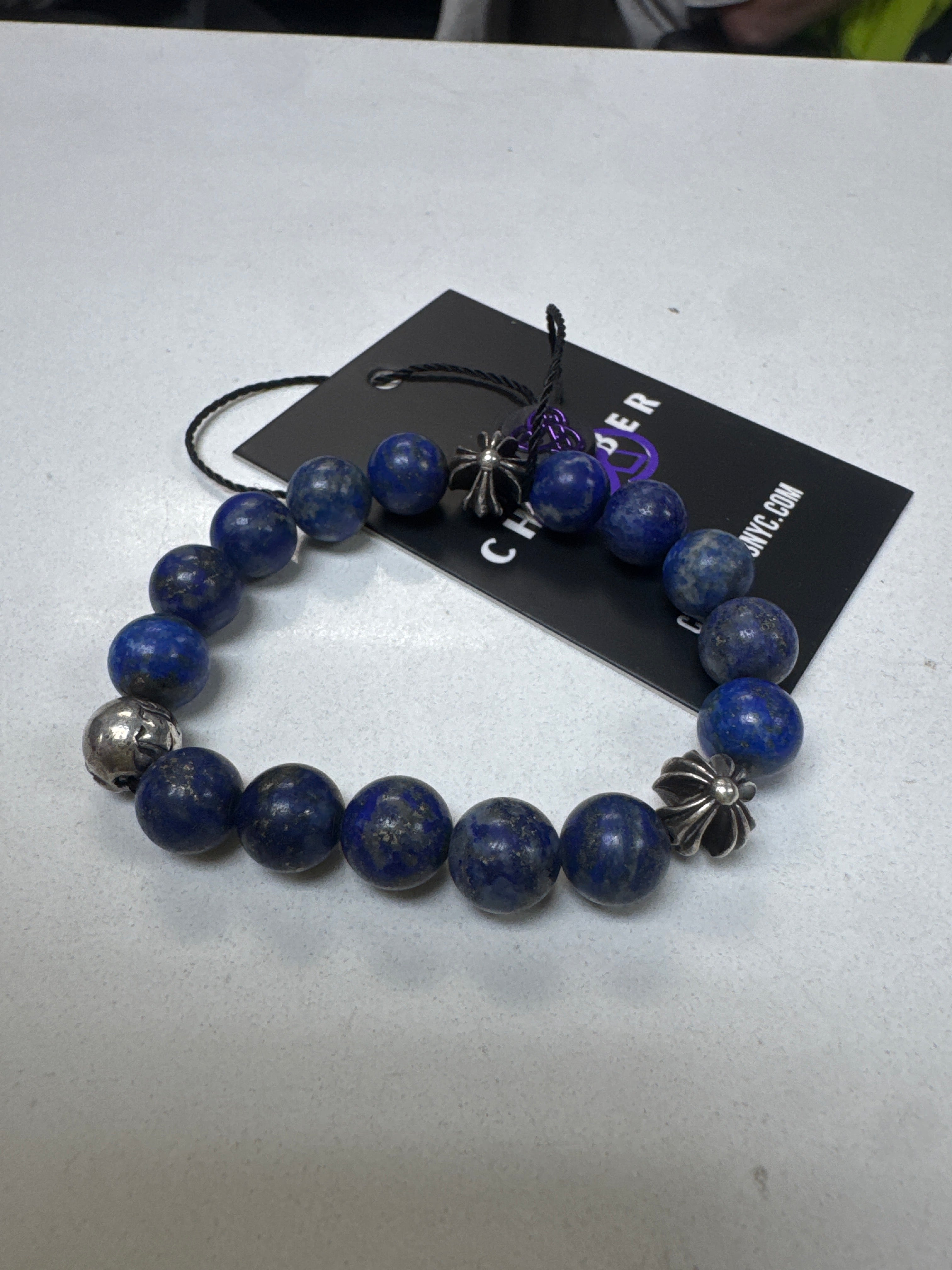 Chrome Hearts Blue 3 Pc Bead Bracelet