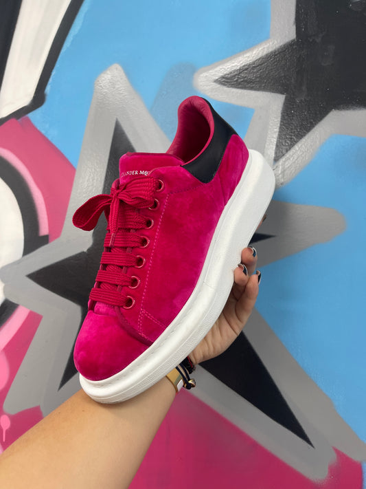 Alexander Mcqueen Sneakers White Pink Velvet Used 39 With Box