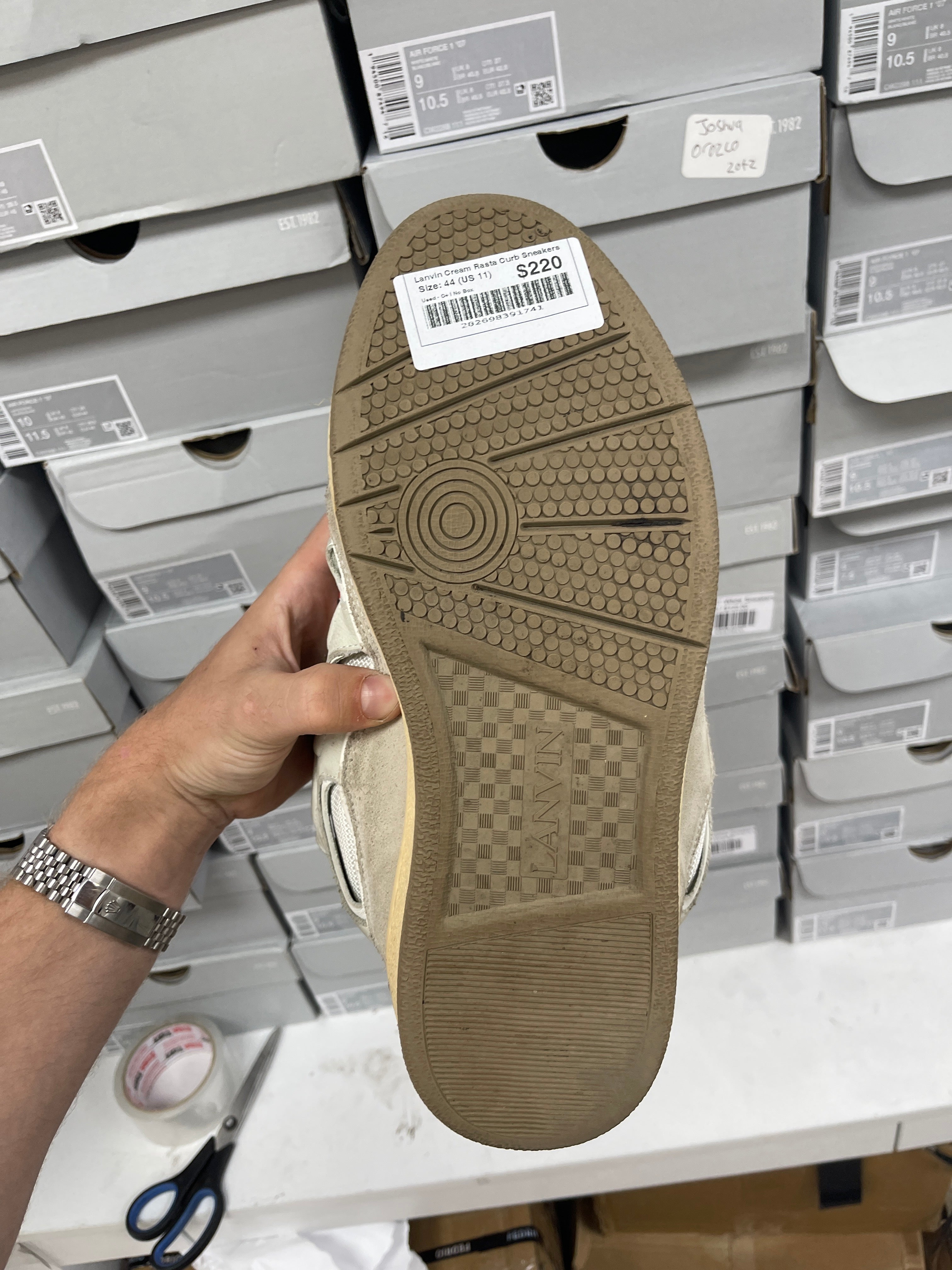 Lanvin Cream Rasta Curb Sneakers