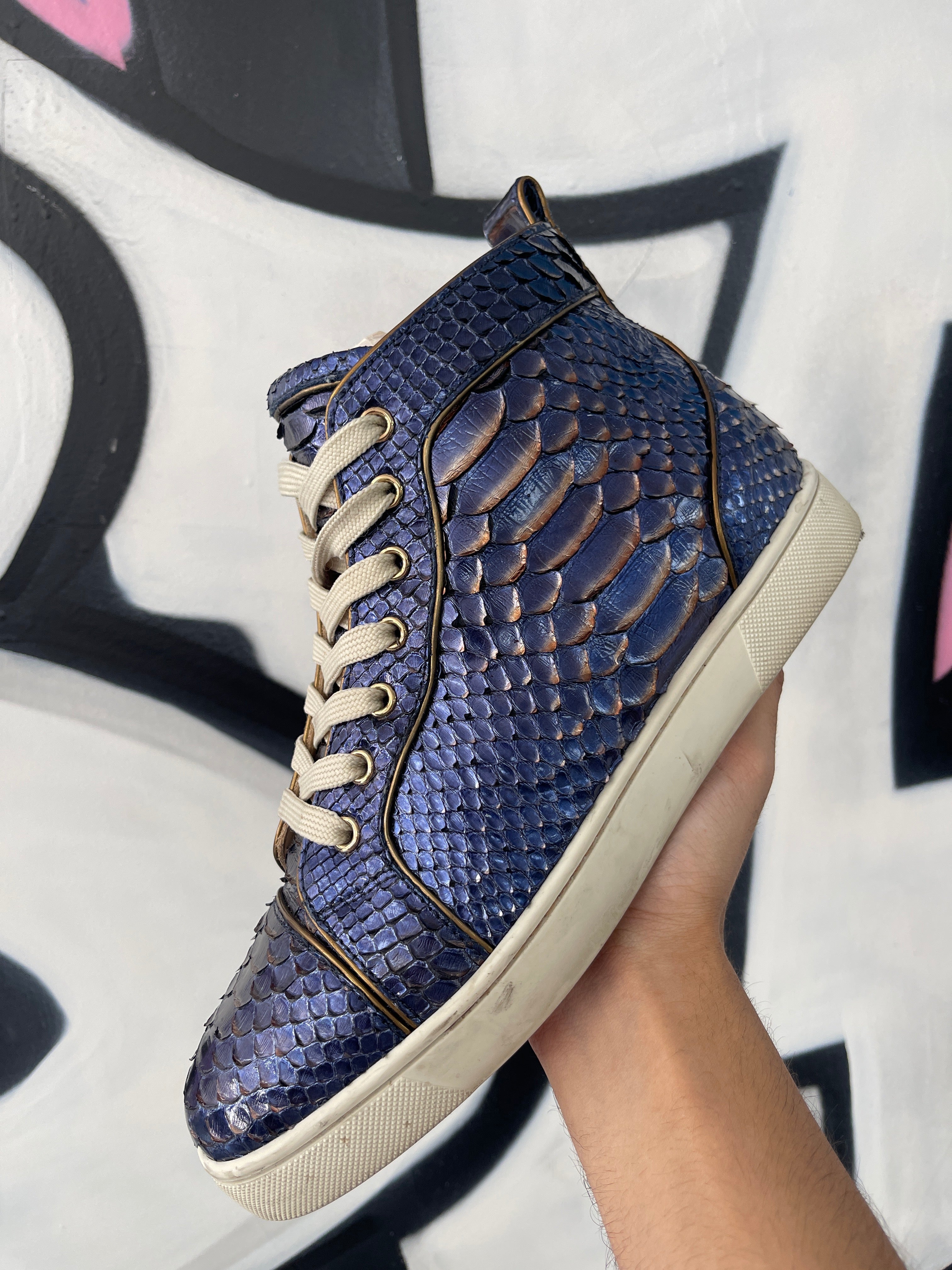 Louboutin Python Hi Navy (EU 40) Used 7 With Box