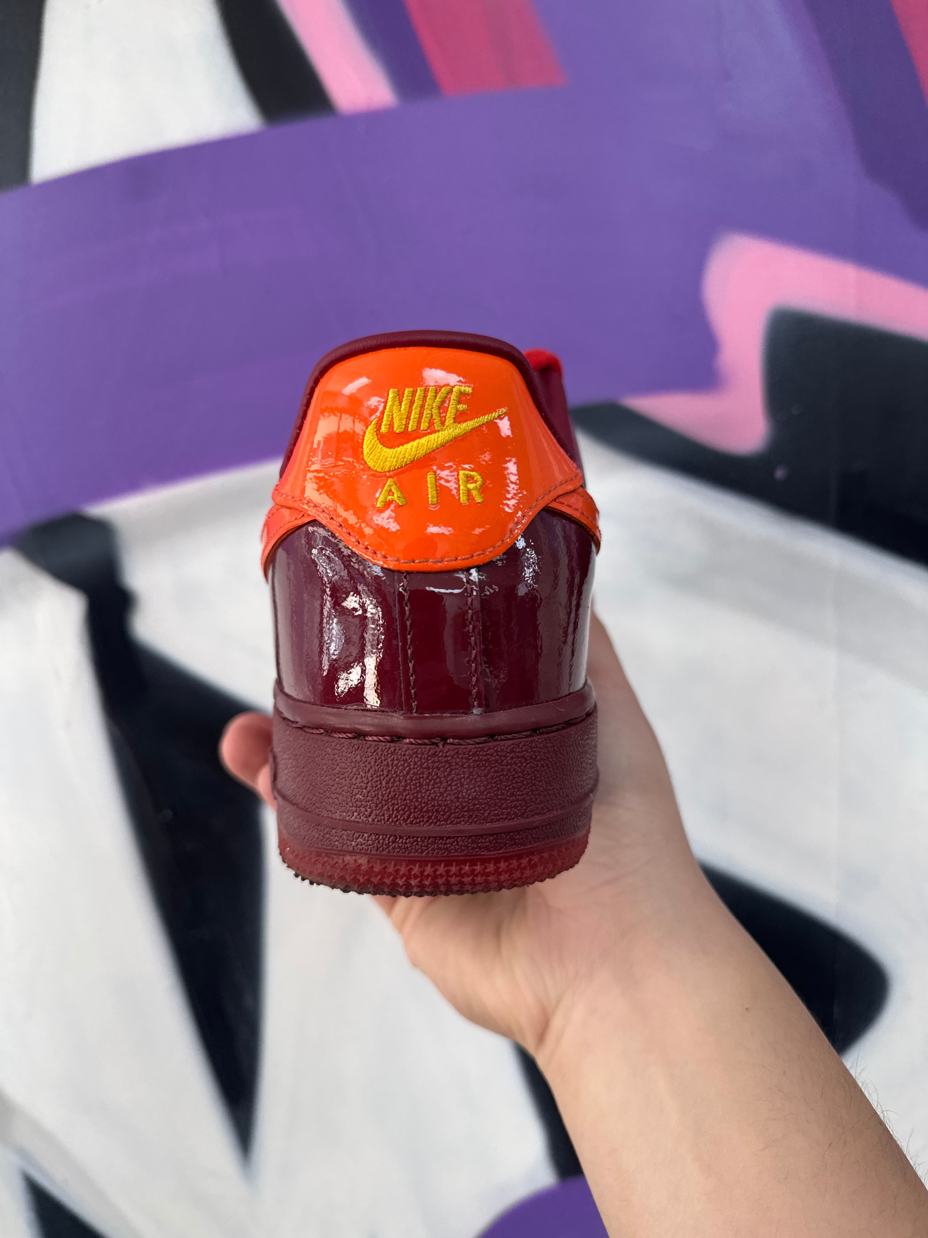 Nike Patent Leather Team Red Safety Orange Sneakers