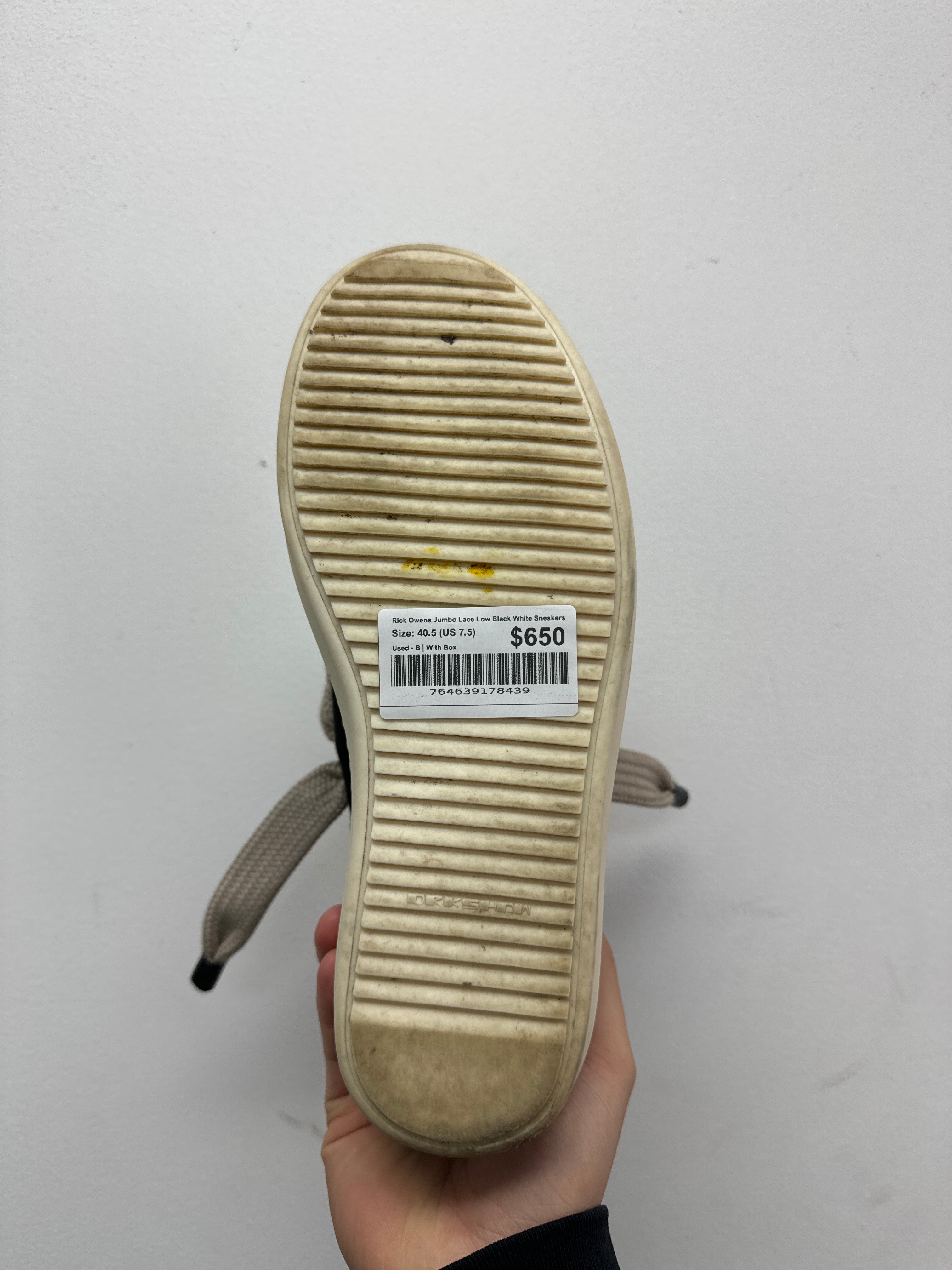 Rick Owens Jumbo Lace Low Black White Sneakers