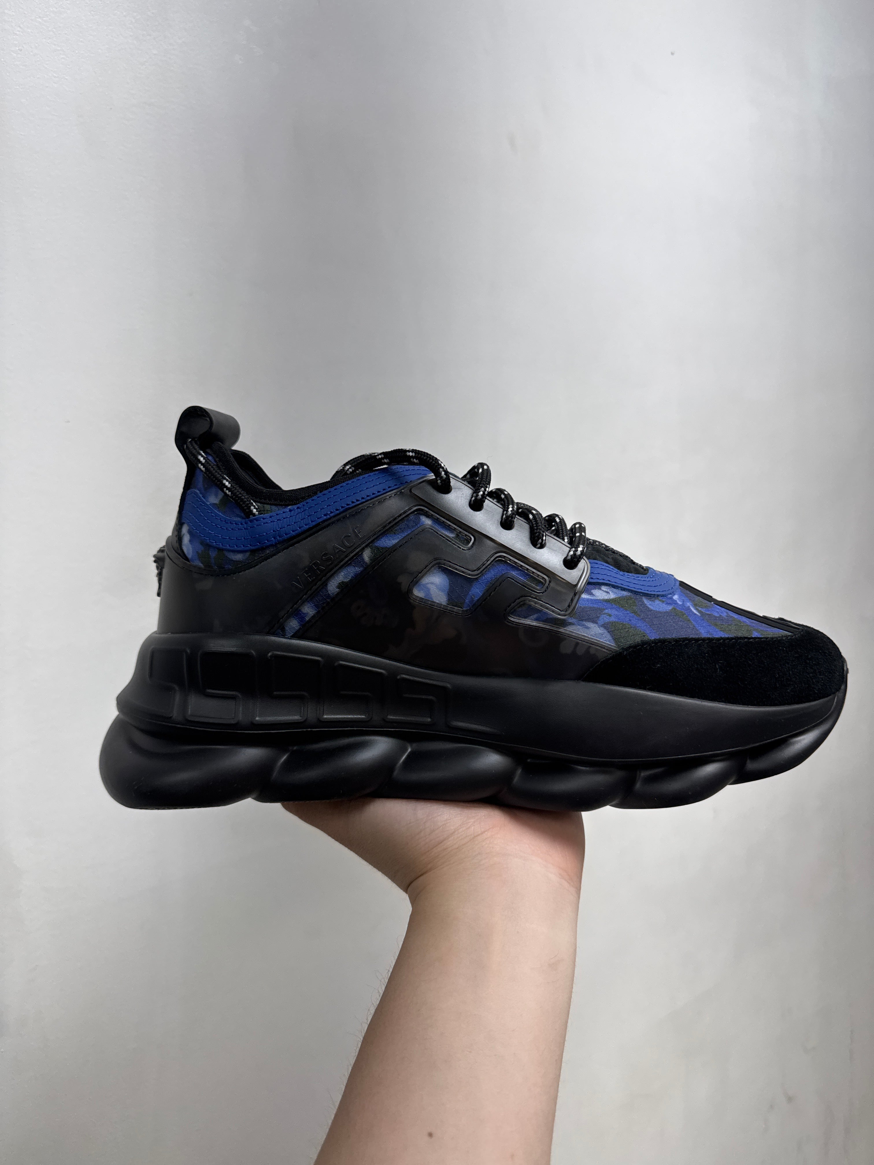 Versace Black Blue Chain Reaction Sneakers