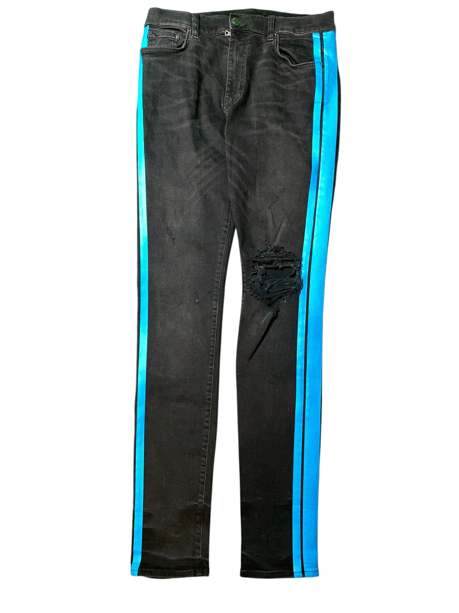 Amiri Blue Stripe Black Jeans