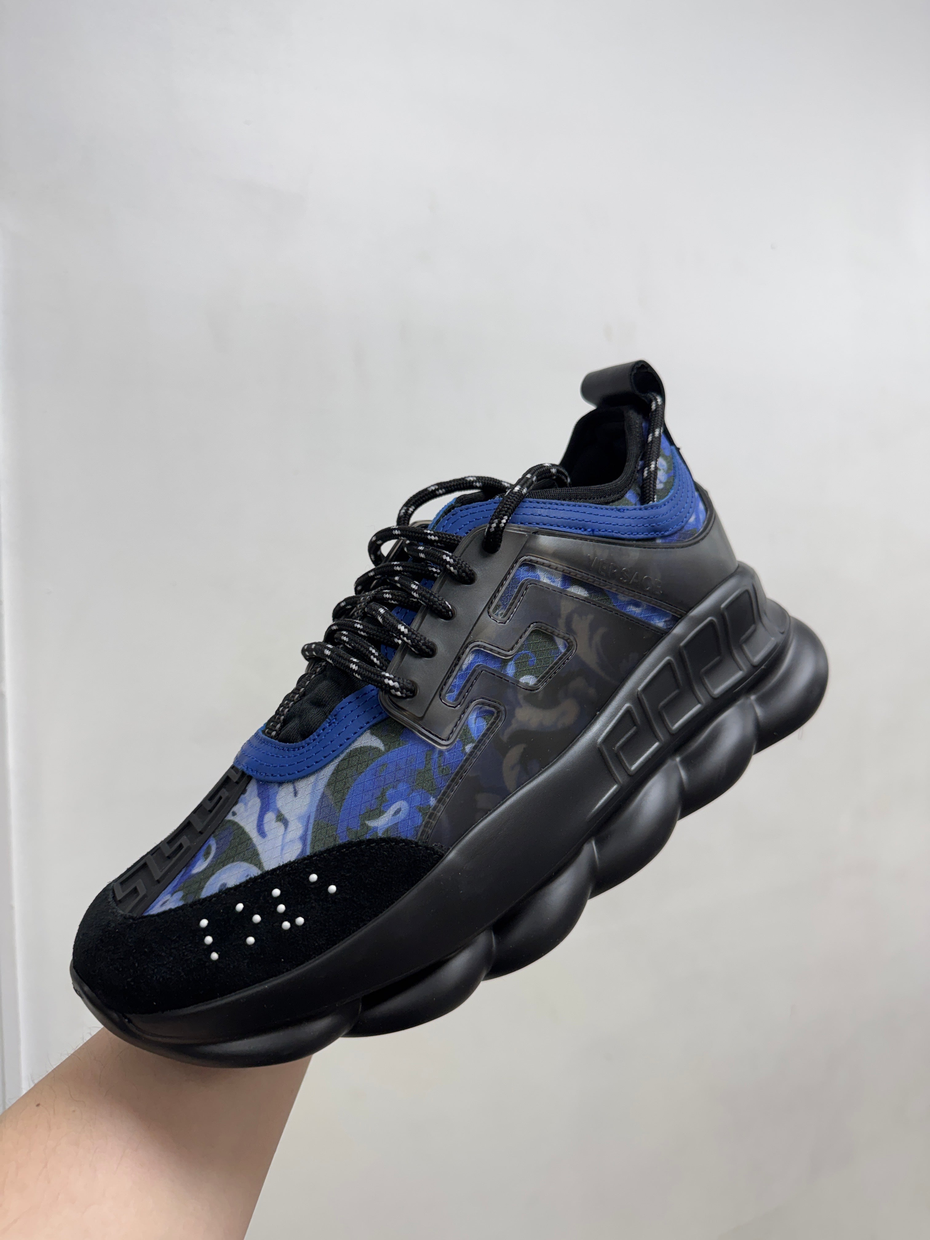 Versace Black Blue Chain Reaction Sneakers