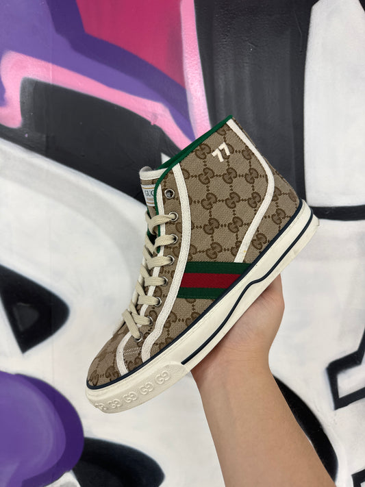 Gucci Monogram High Top Sneakers Used With Box