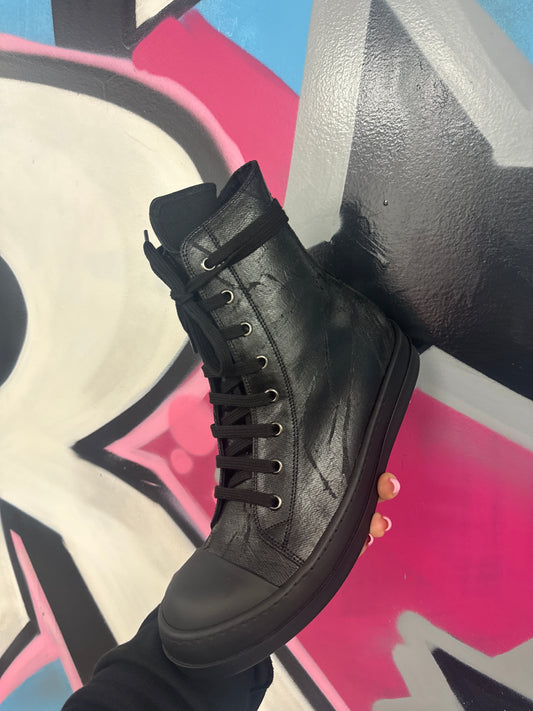 Rick Owens DRKSHDW Hi Black Brushed Wax New With Box