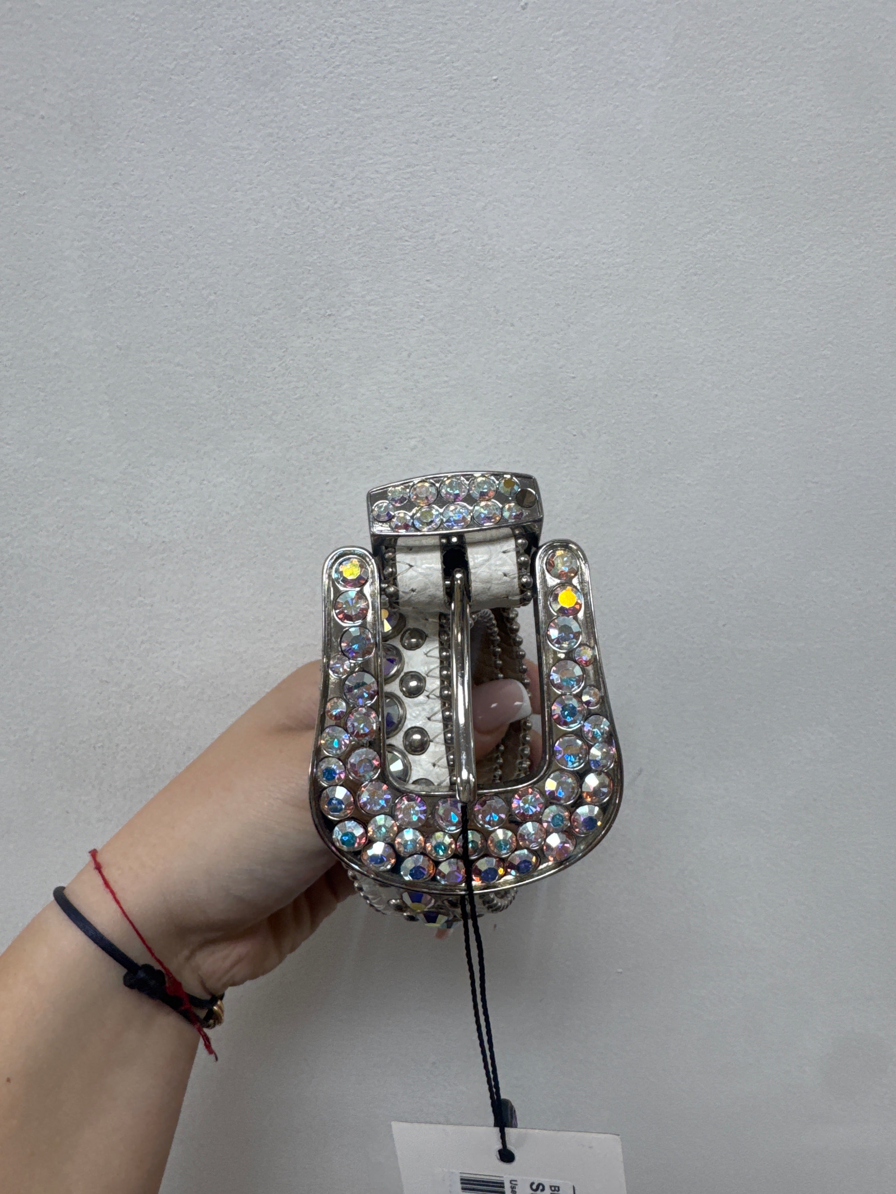 BB Simon White 1 Inch Rhinestone Belt
