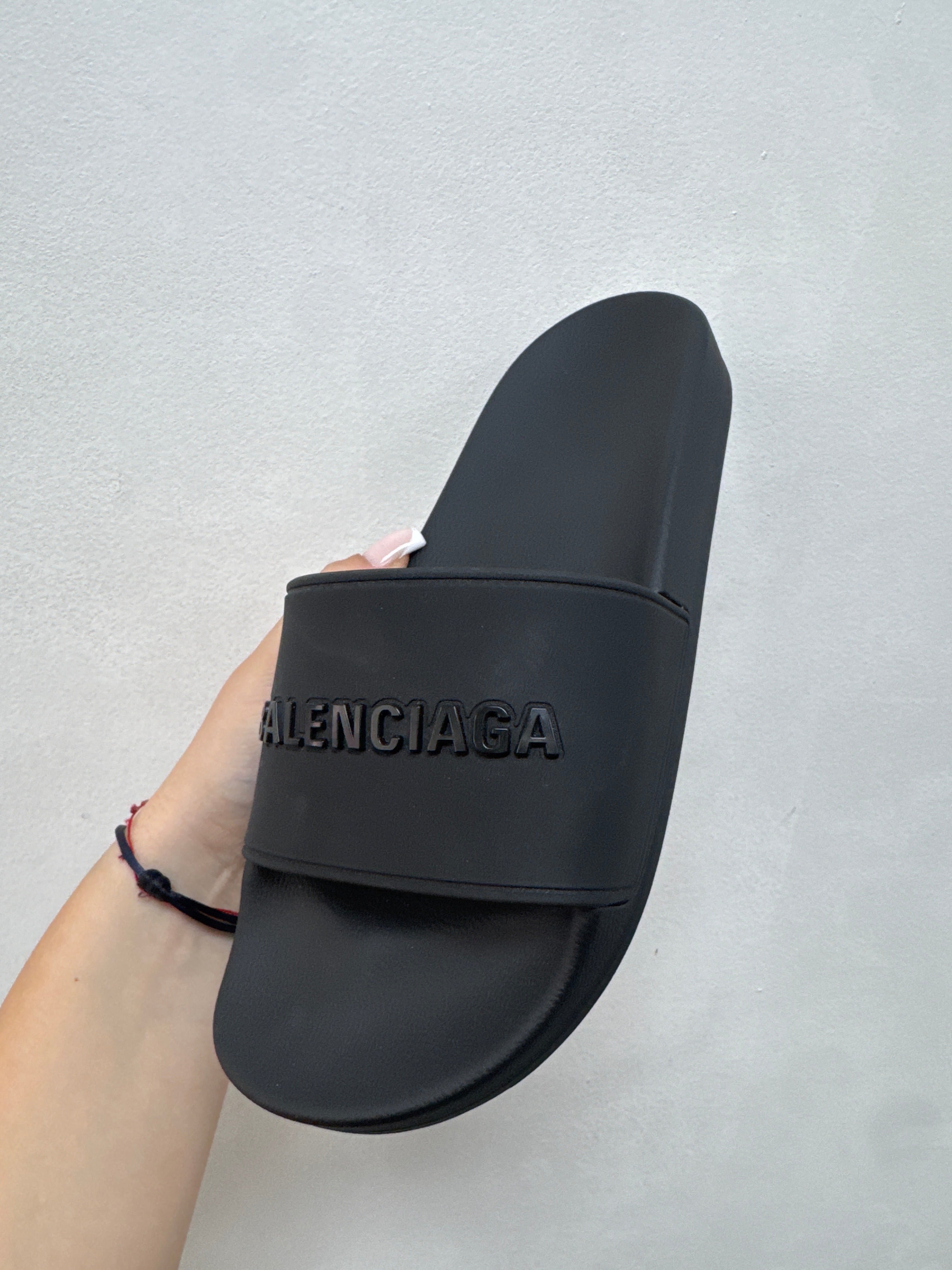 Balenciaga Black Tonal Logo Pool Slides