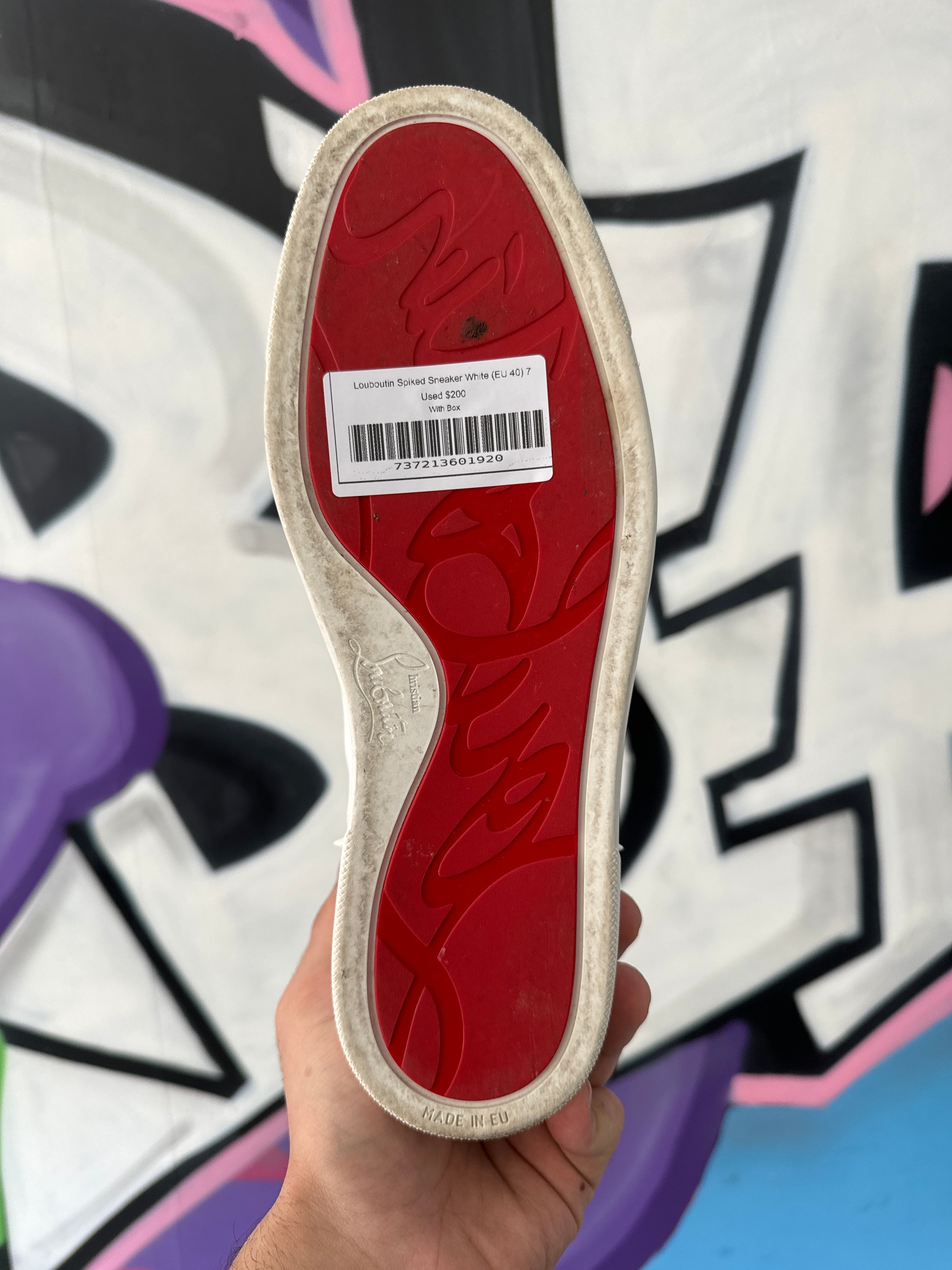 Louboutin Spiked Sneaker White (EU 40) Used 7 With Box