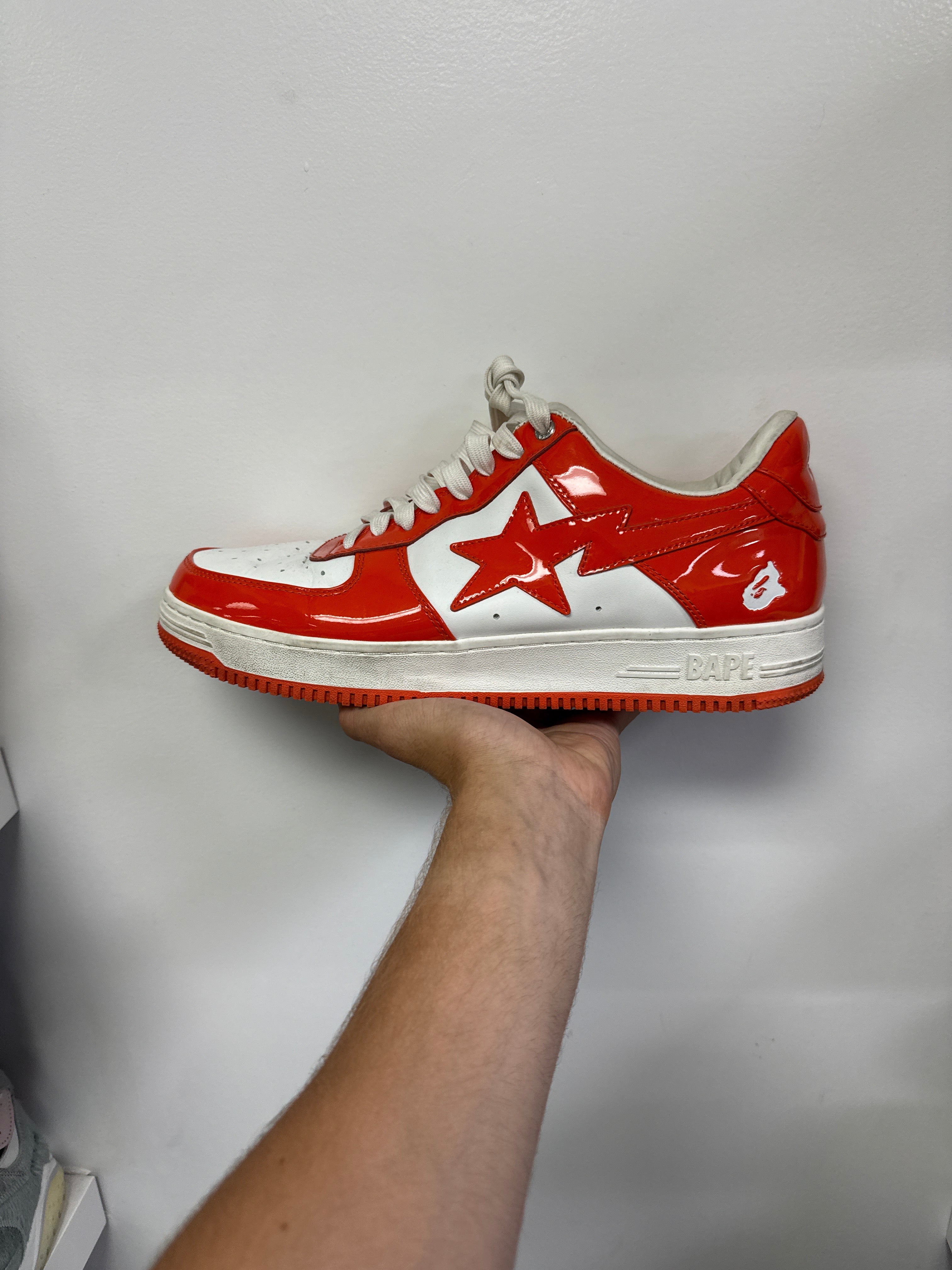BAPE Orange White Bapesta Sneakers