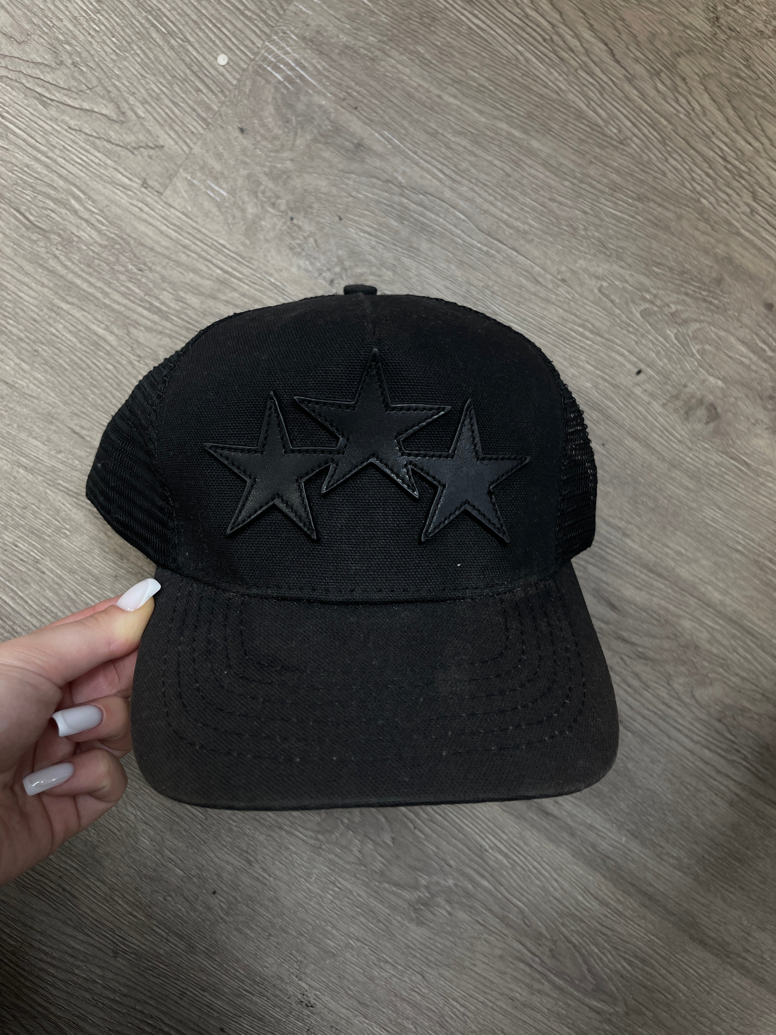 Amiri Black 3 Star Trucker Cap