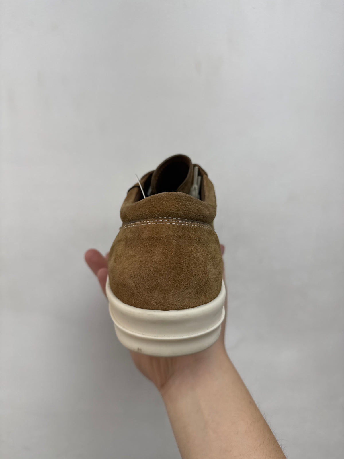 Rick Owens Brown Milk Suede Vintage Sneakers