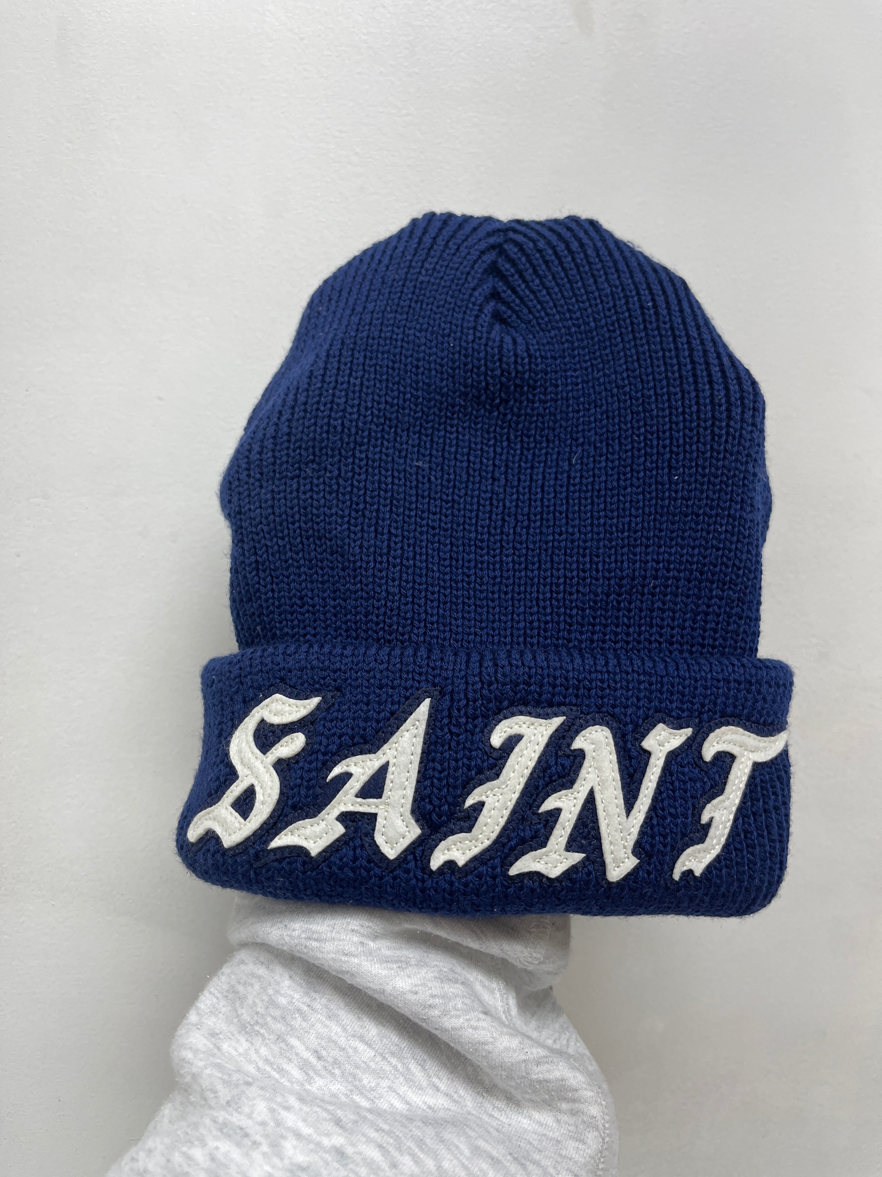 Saint Michael Navy White Patch Beanie