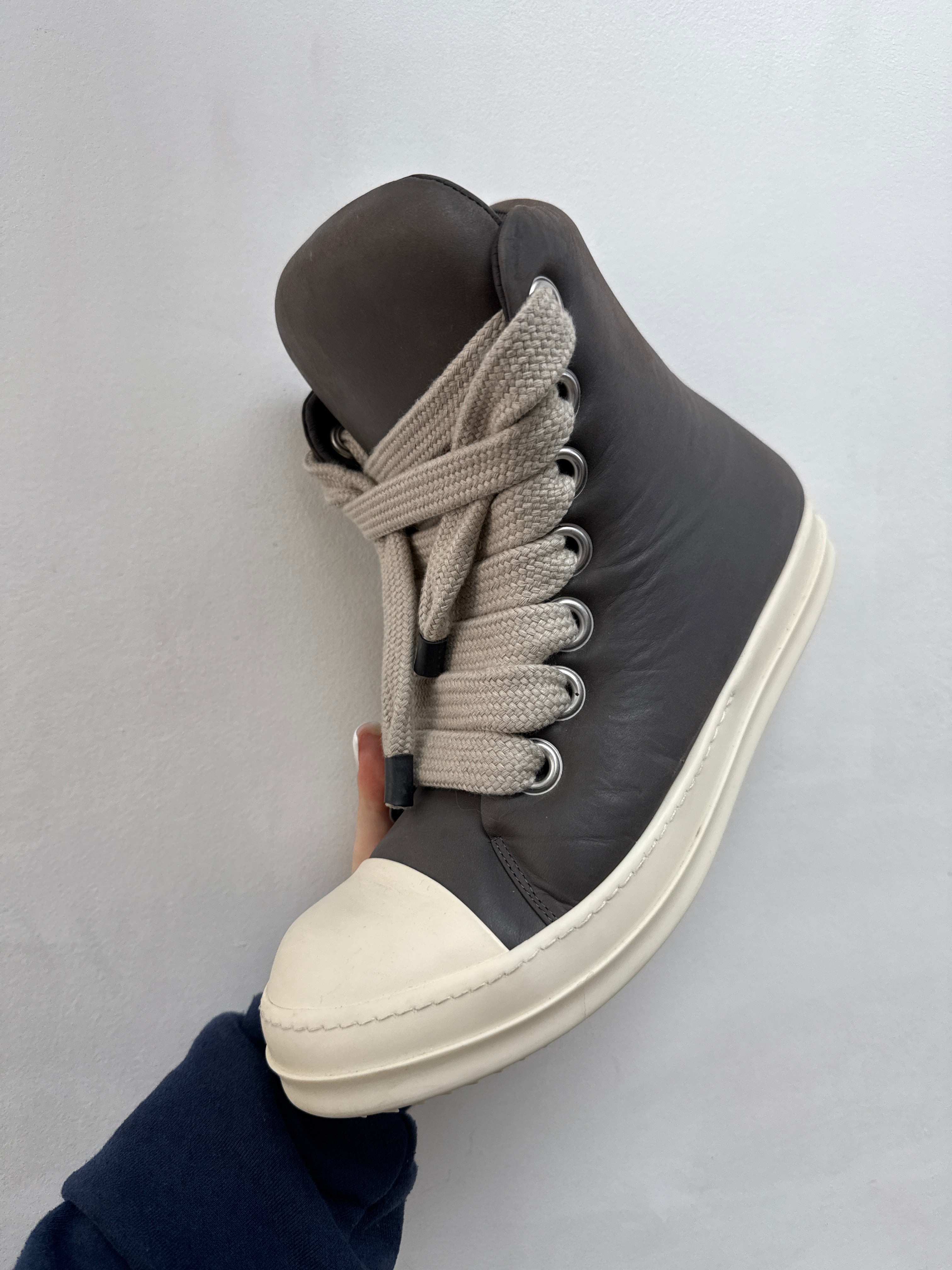 Rick Owens Dark Dust Padded Jumbo Lace Mainline Hi Sneakers