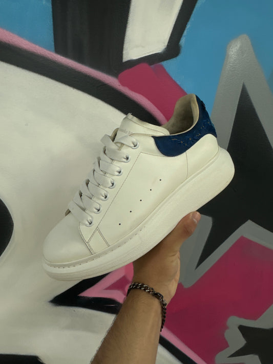 Alexander McQueen White Blue Floral Sneakers Used No Box