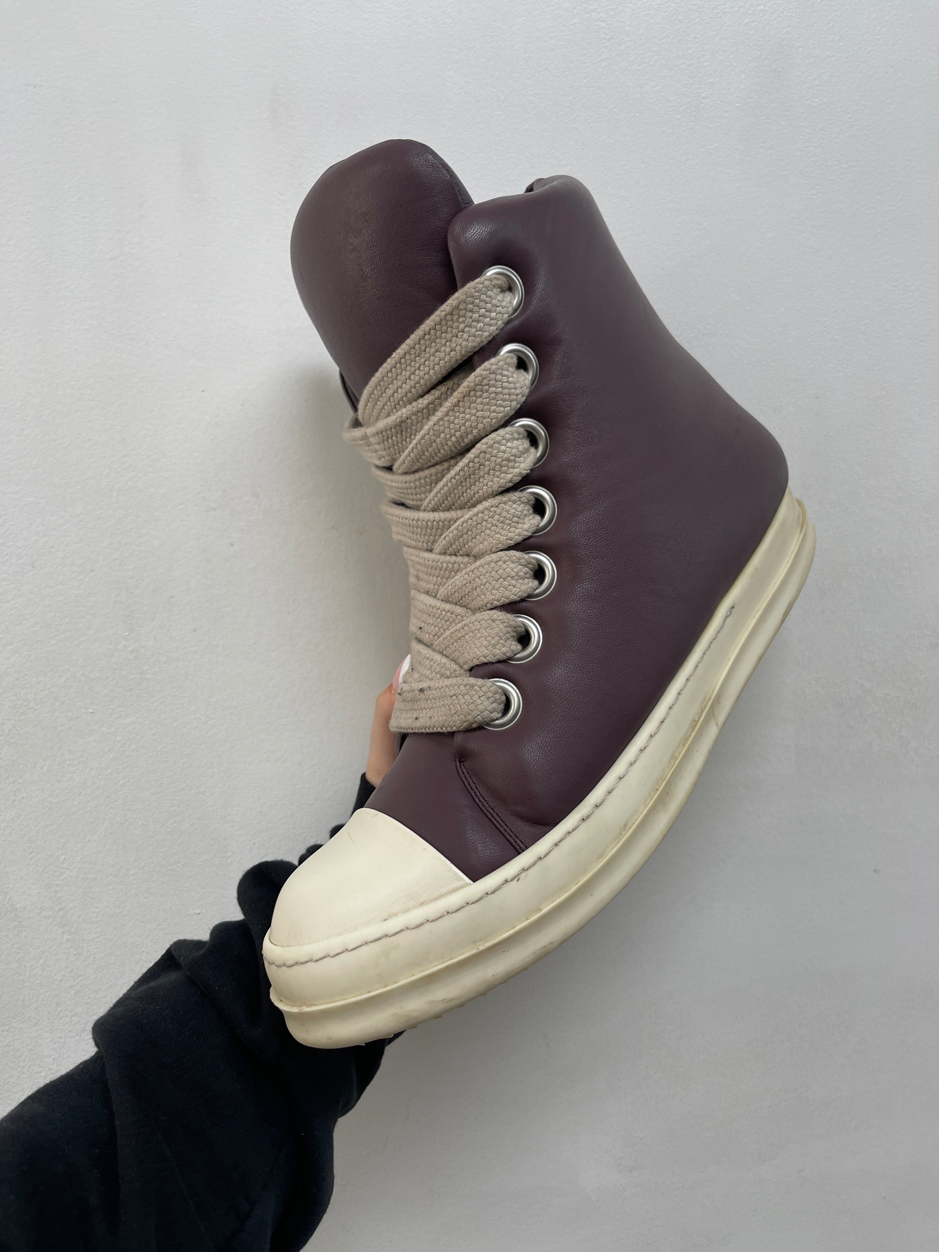 Rick Owens Padded Jumbo Lace Maroon Sneakers