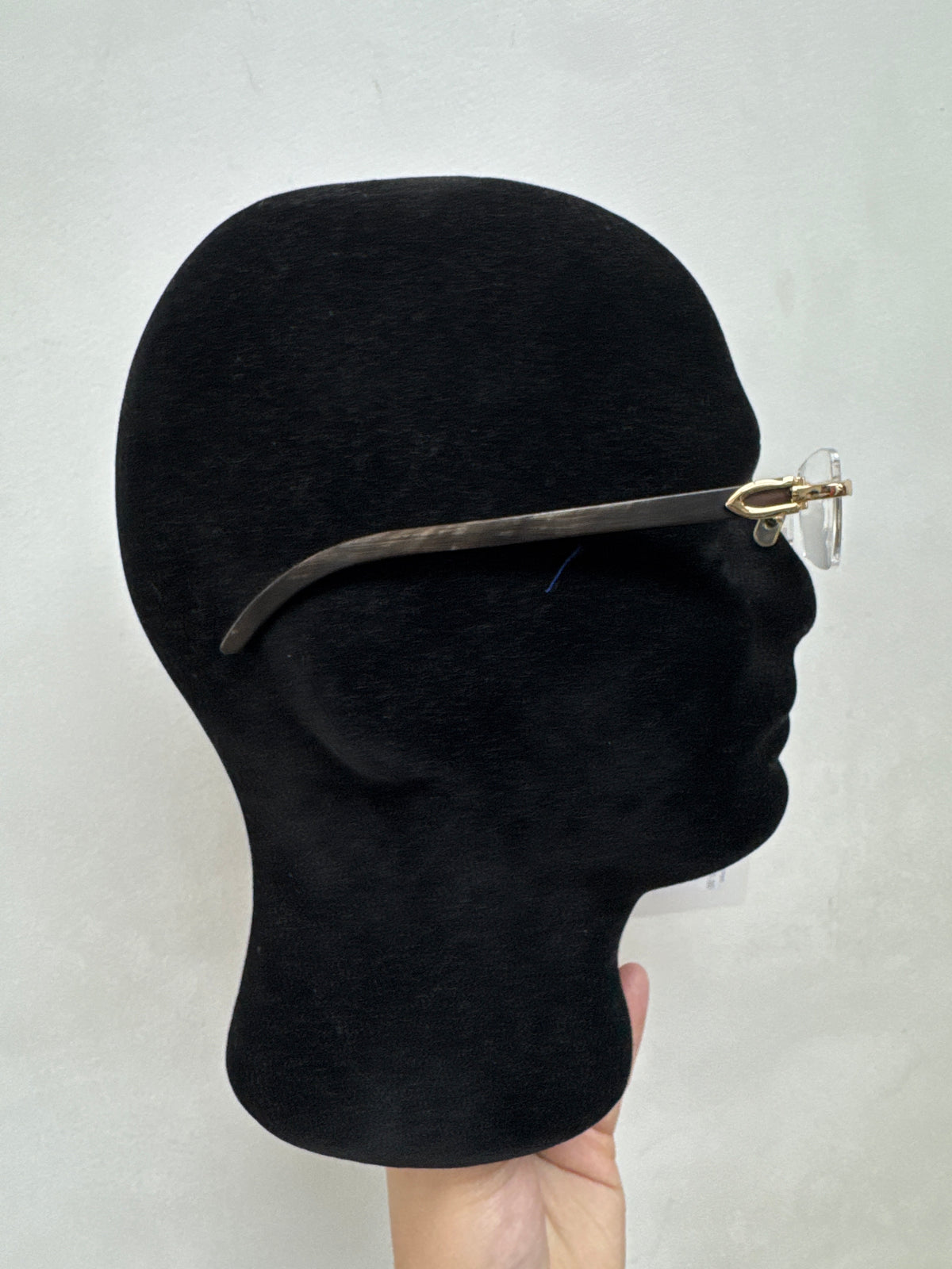 Cartier Gold C Wire Brown Horn Black Tinted Sunglasses