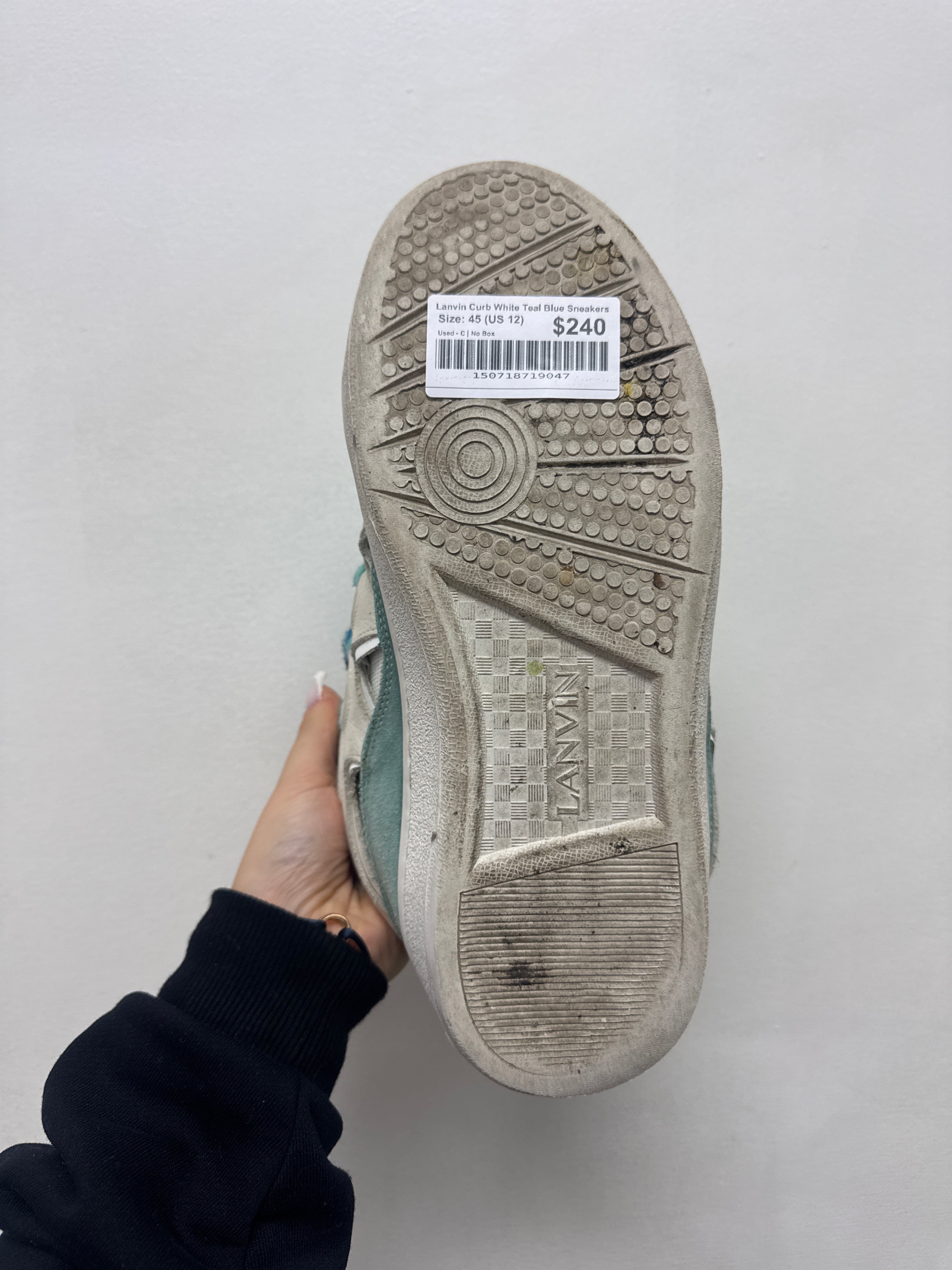 Lanvin Curb White Teal Blue Sneakers