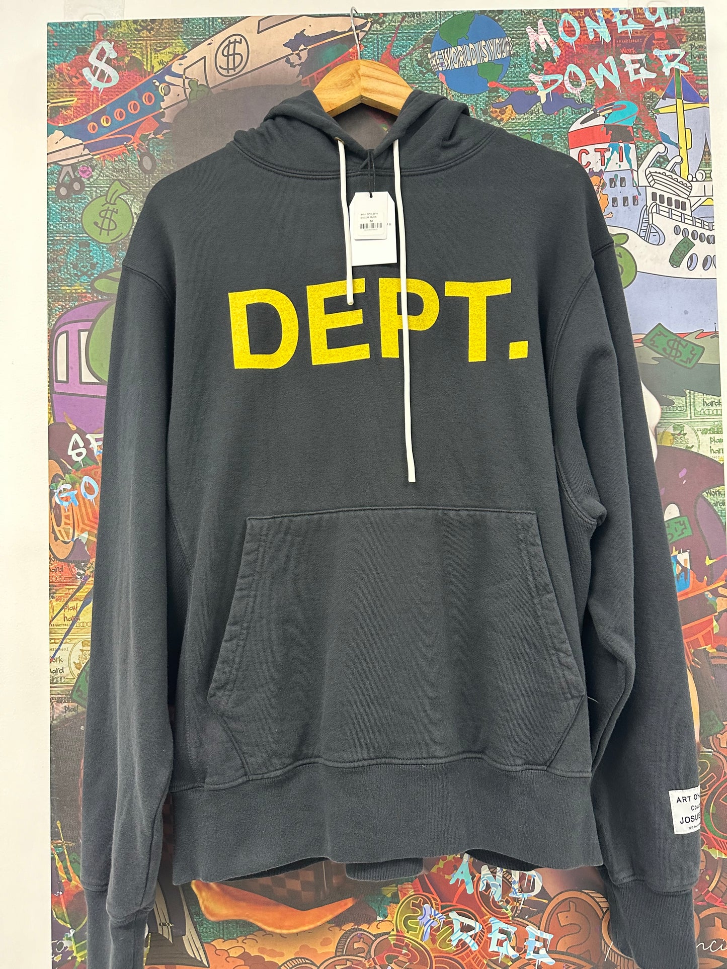 Gallery Dept Hoodie Black Yellow Medium New