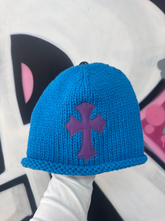 Chrome Hearts Blue Purple Patch Cross Beanie