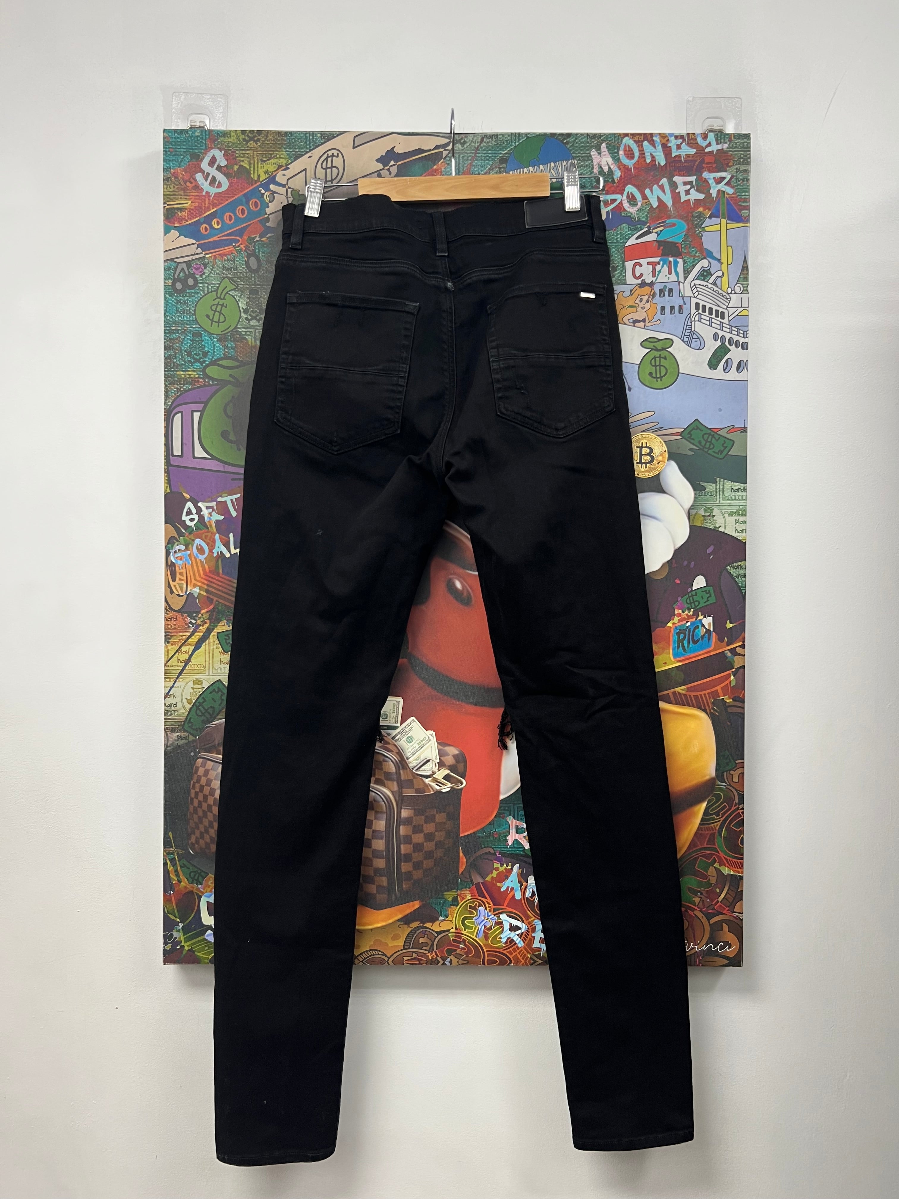 Amiri MX1 Black Black Faded Patch Jeans