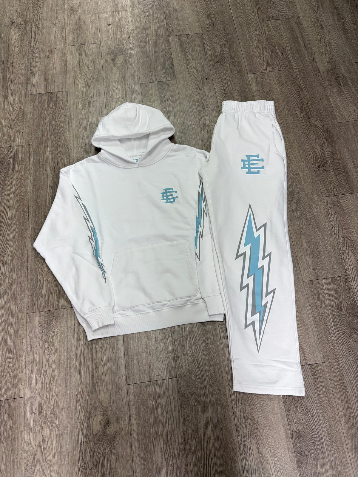 Eric Emanuel White Baby Blue Bolt Sweatsuit