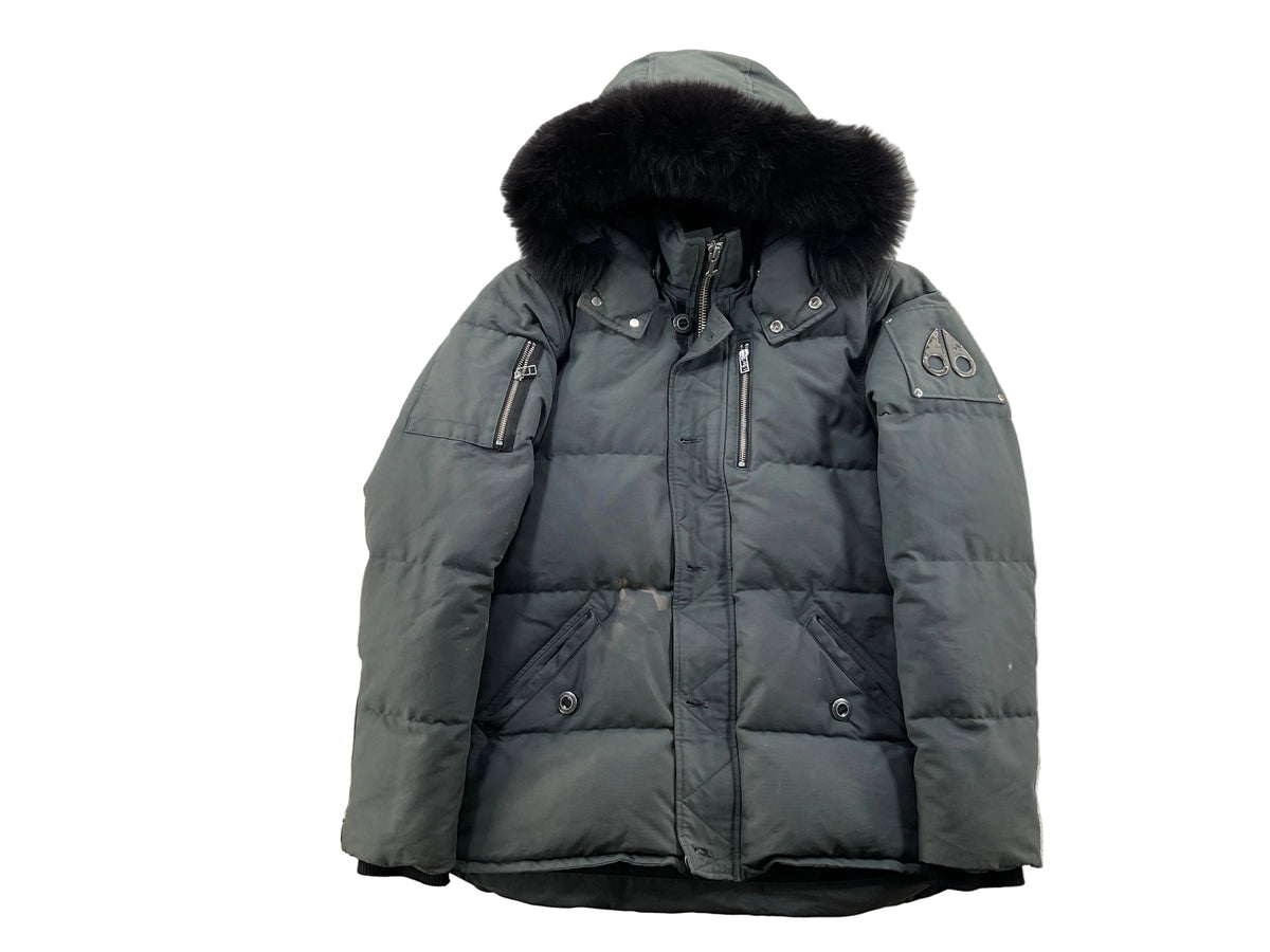 Moose Knuckles Grey Black Fur 3Q Bomber Jacket