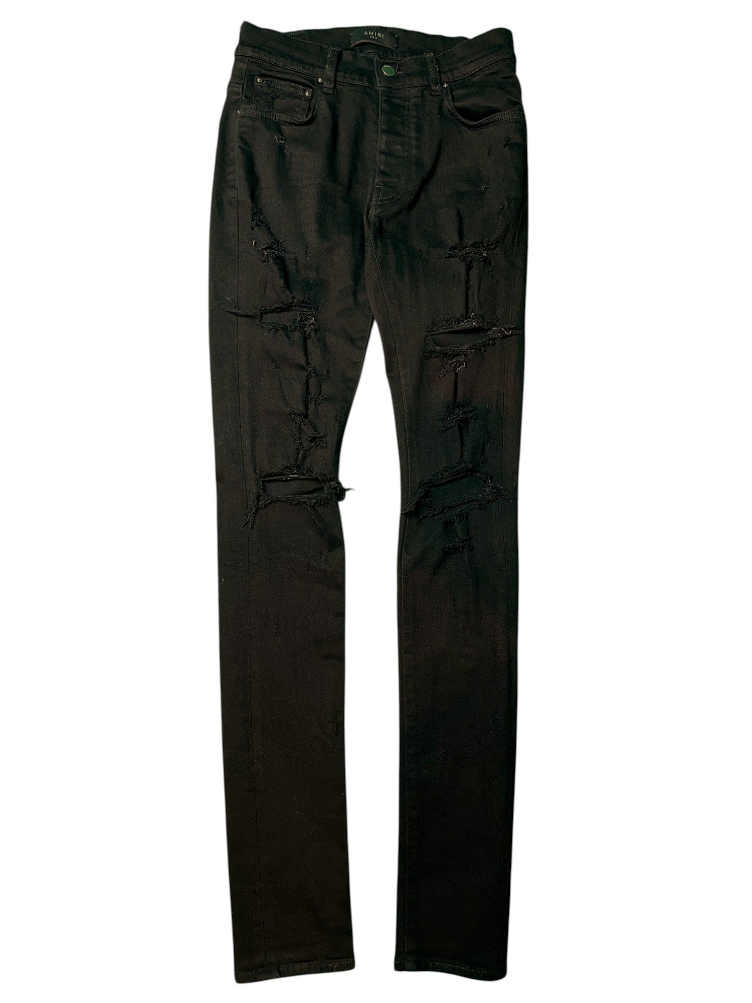 Amiri Thrasher Ripped Plain Black Jeans