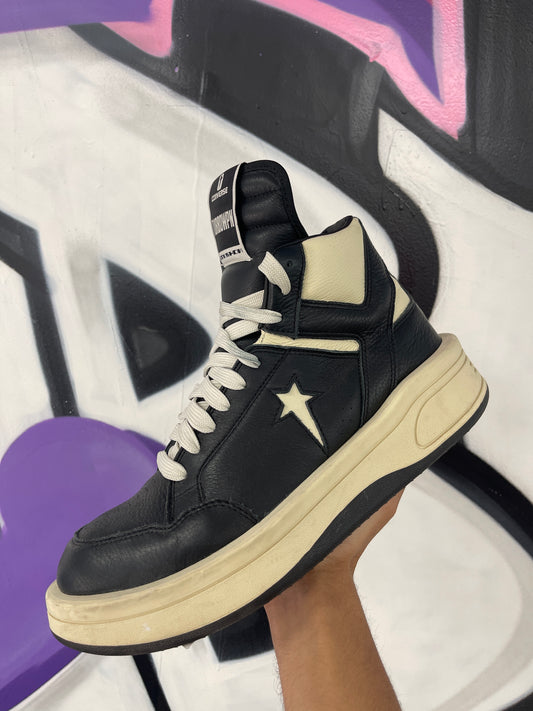 Rick Owens DRKSHDW Converse Hi Top Sneakers Black Cream Used No Box