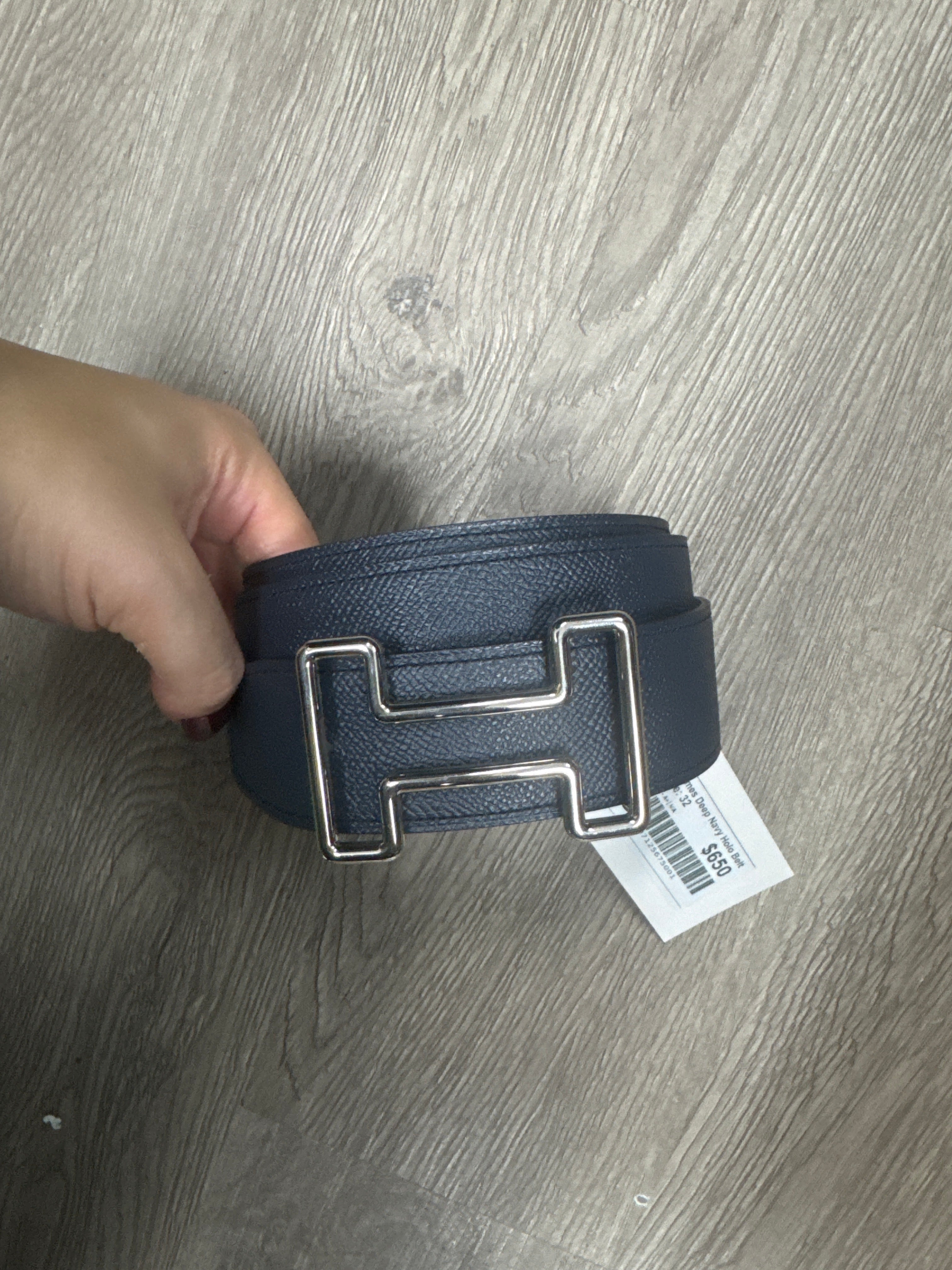 Hermes Deep Navy Holo Belt