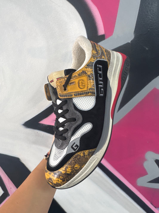 Gucci Flashtrek Yellow SnakeSkin (9G) Used With Box
