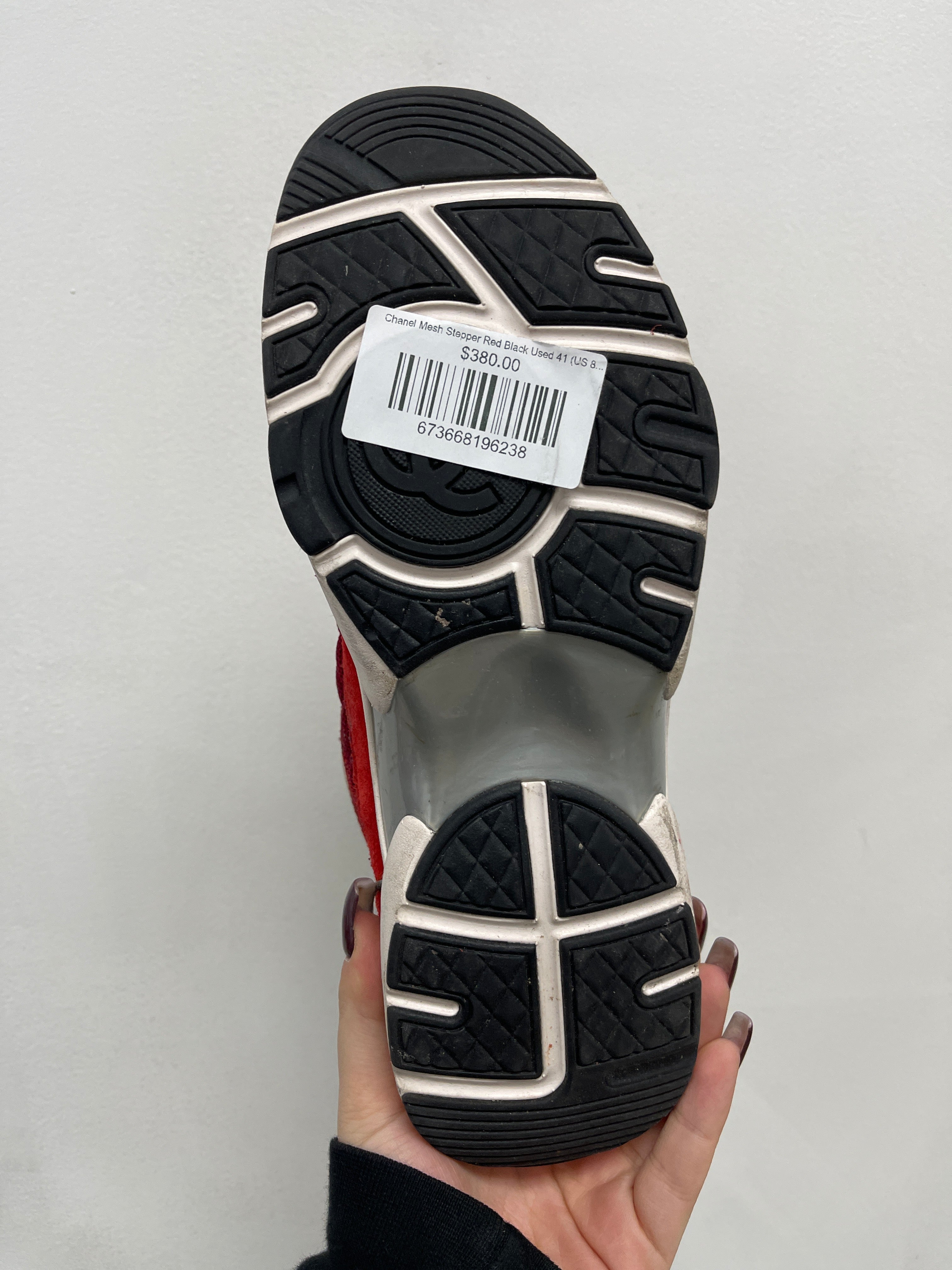 Chanel Mesh Stepper Red Black Used 41 (US 8) No Box