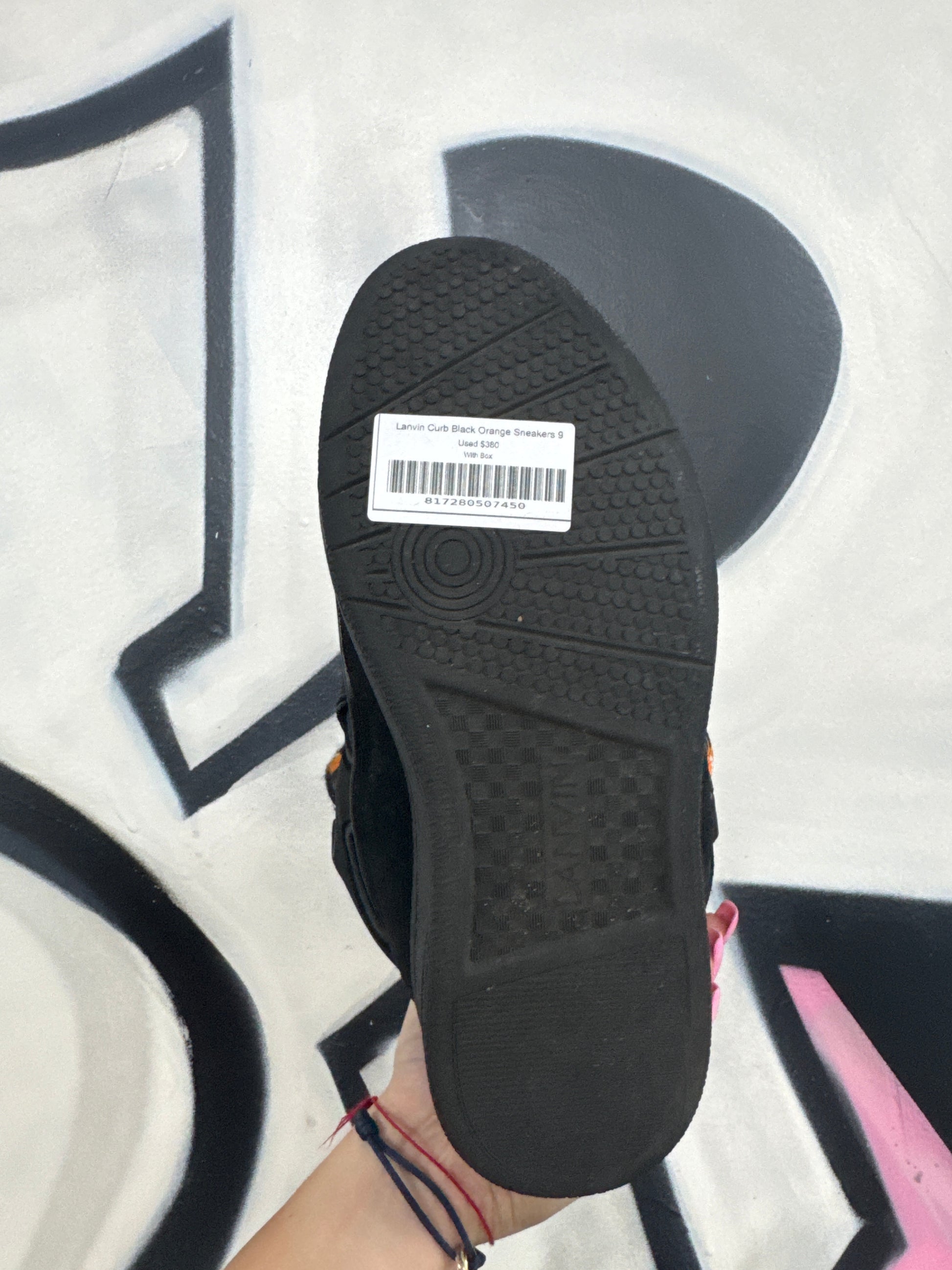 Lanvin Curb Black Orange Sneakers Used 9 With Box
