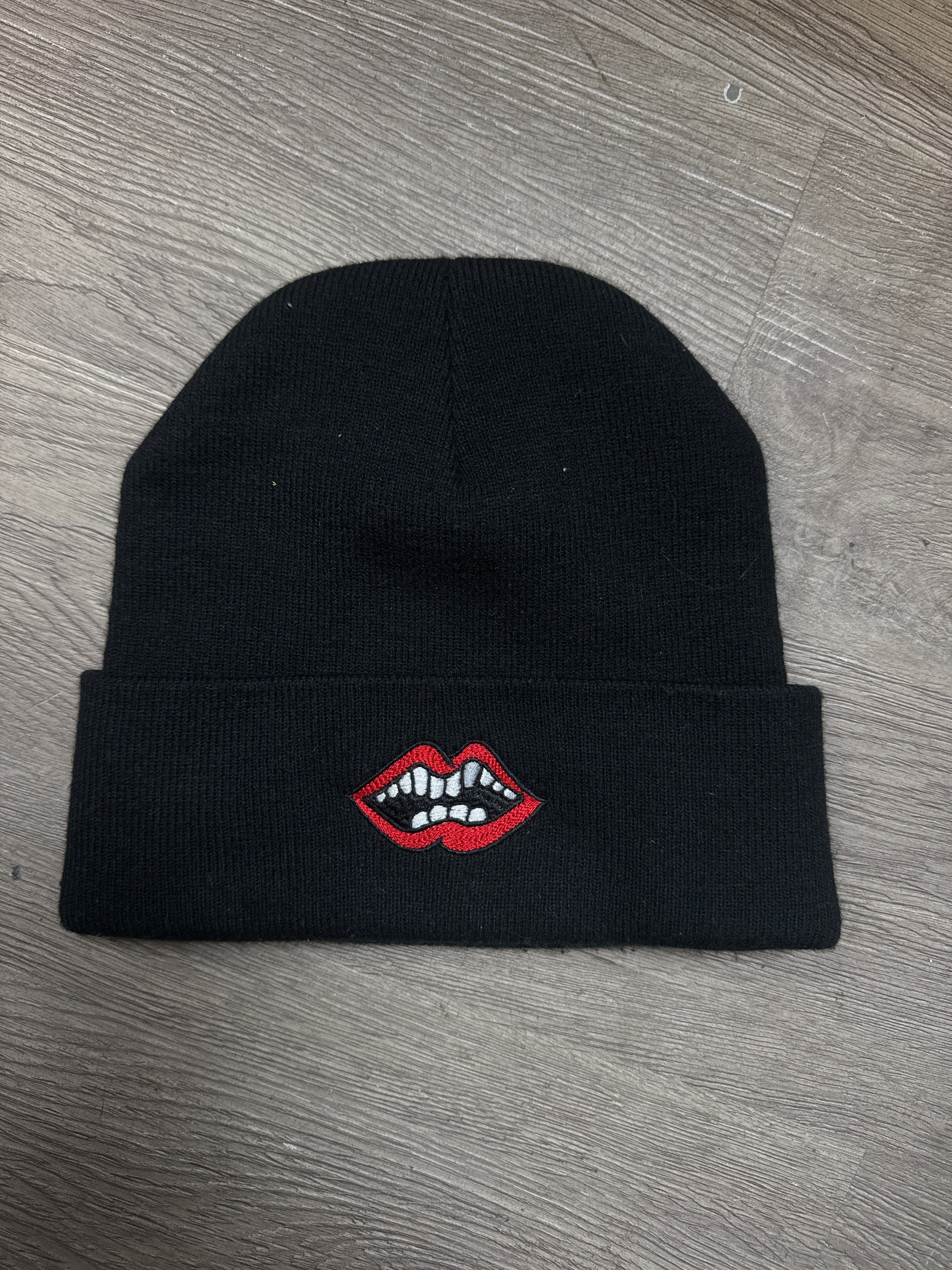 Chrome Hearts Black Red Chomper Beanie