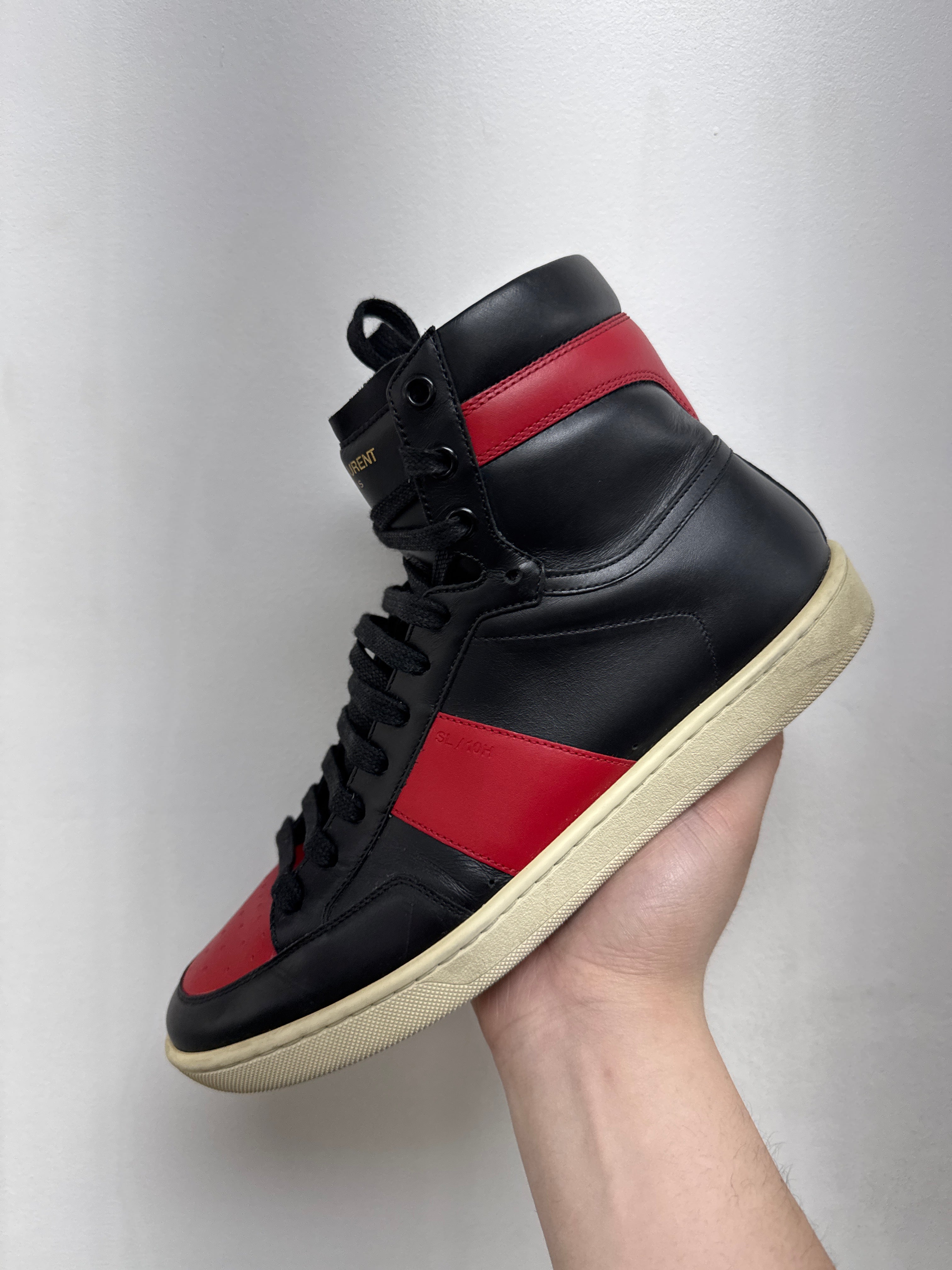 YSL Black Red High Sneakers
