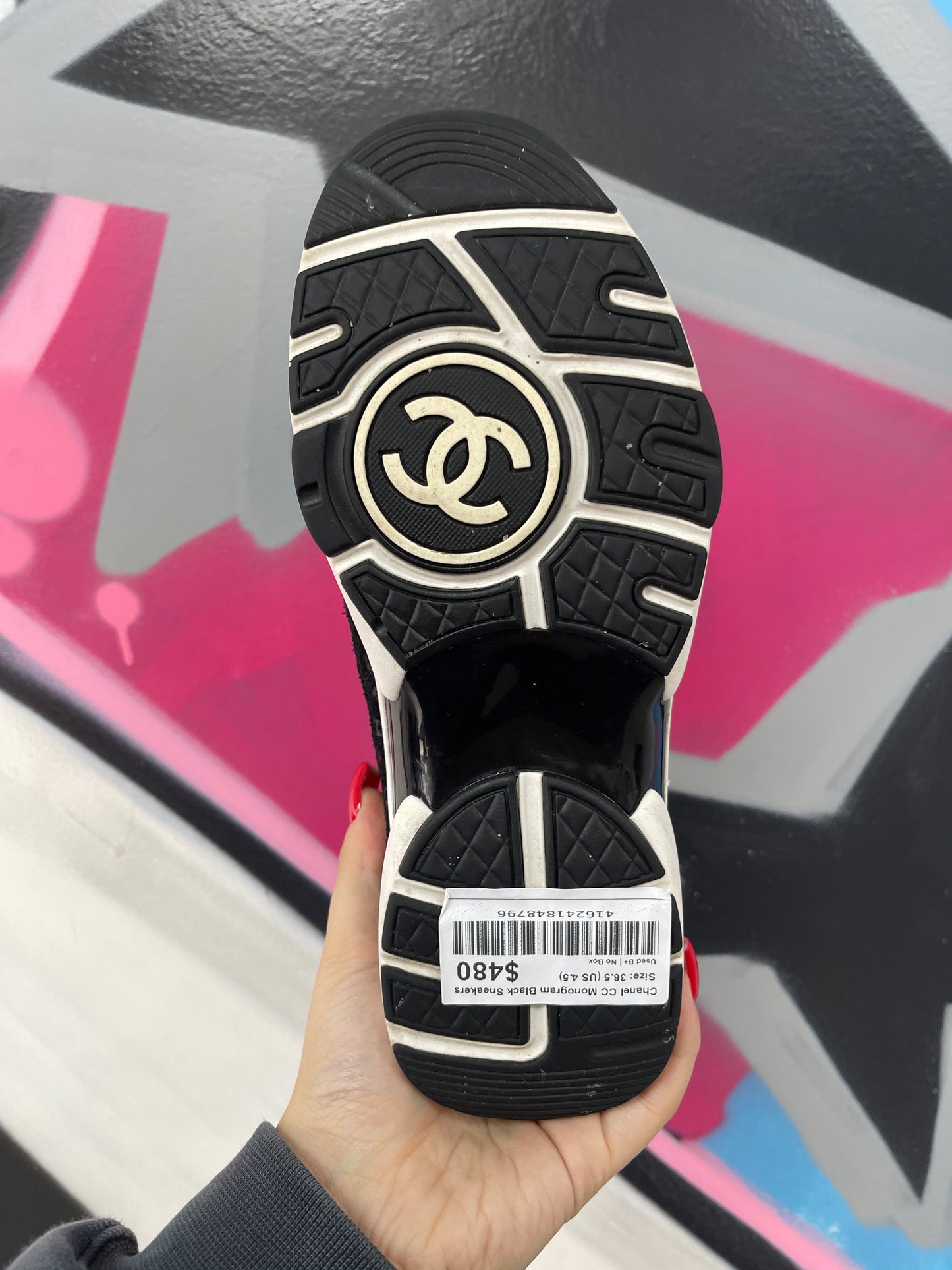 Chanel CC Monogram Black Sneakers