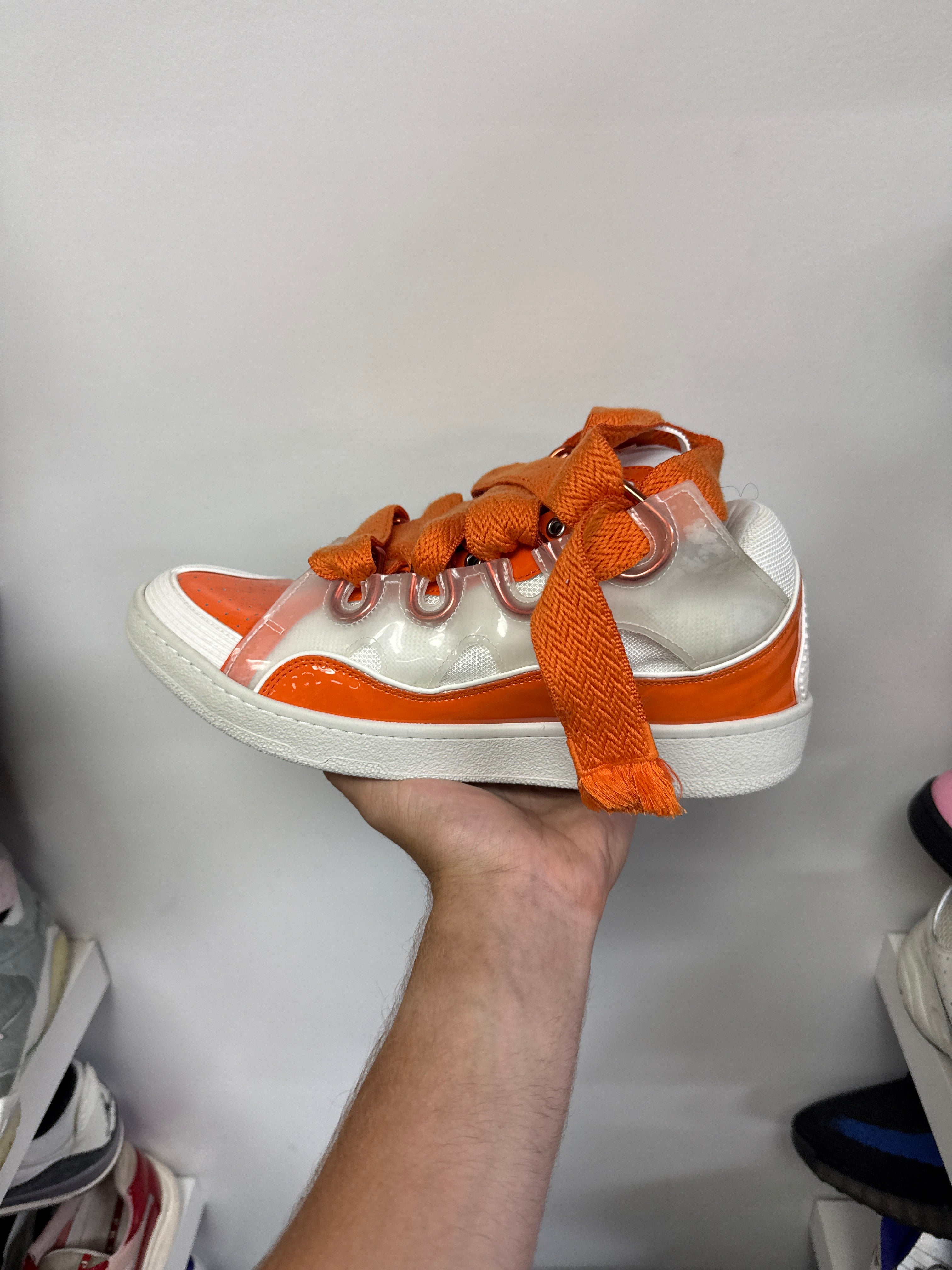 Lanvin White Orange Curb Sneakers