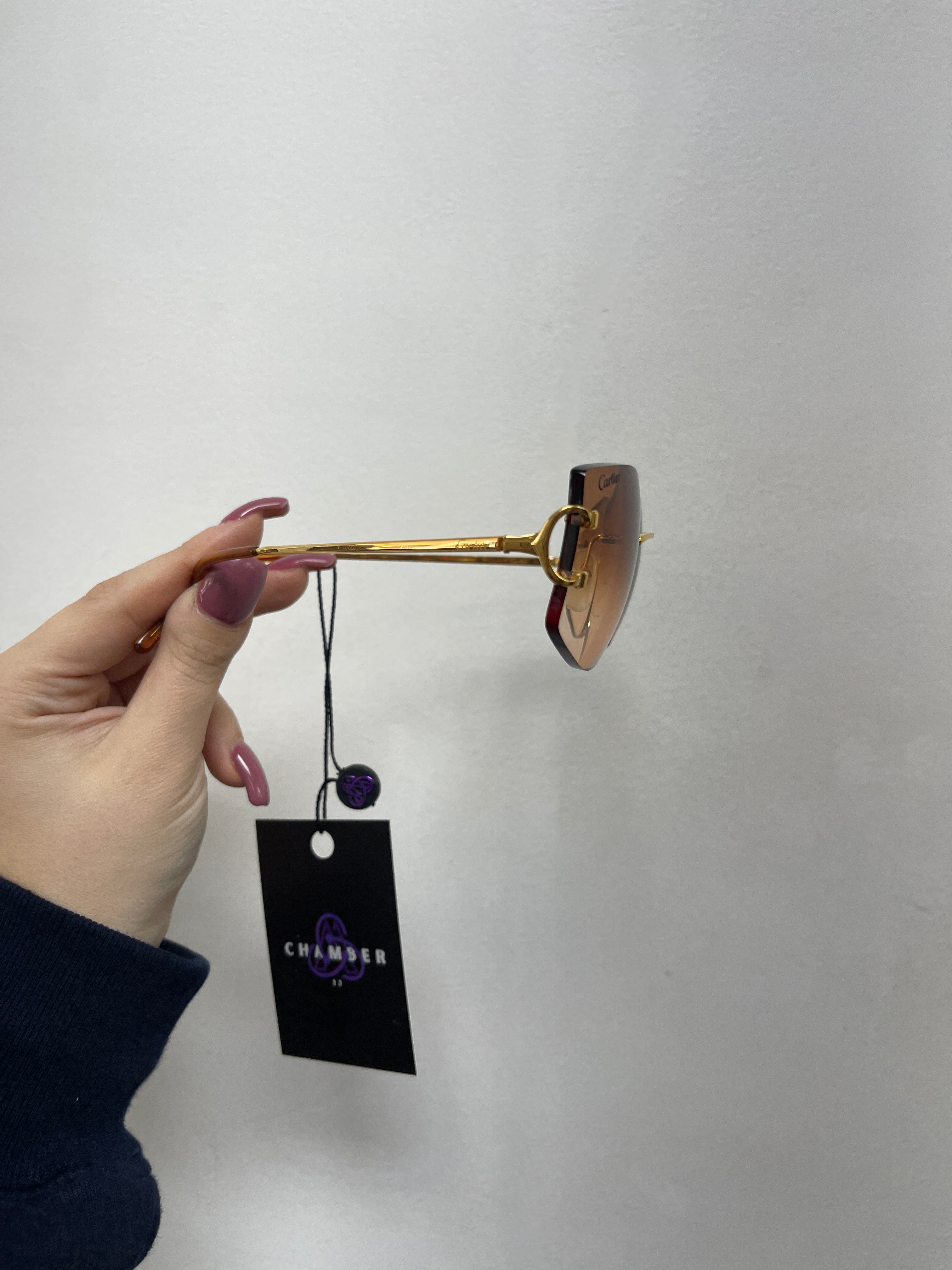 Cartier Brown Tint Lens C Wire Frames Sunglasses