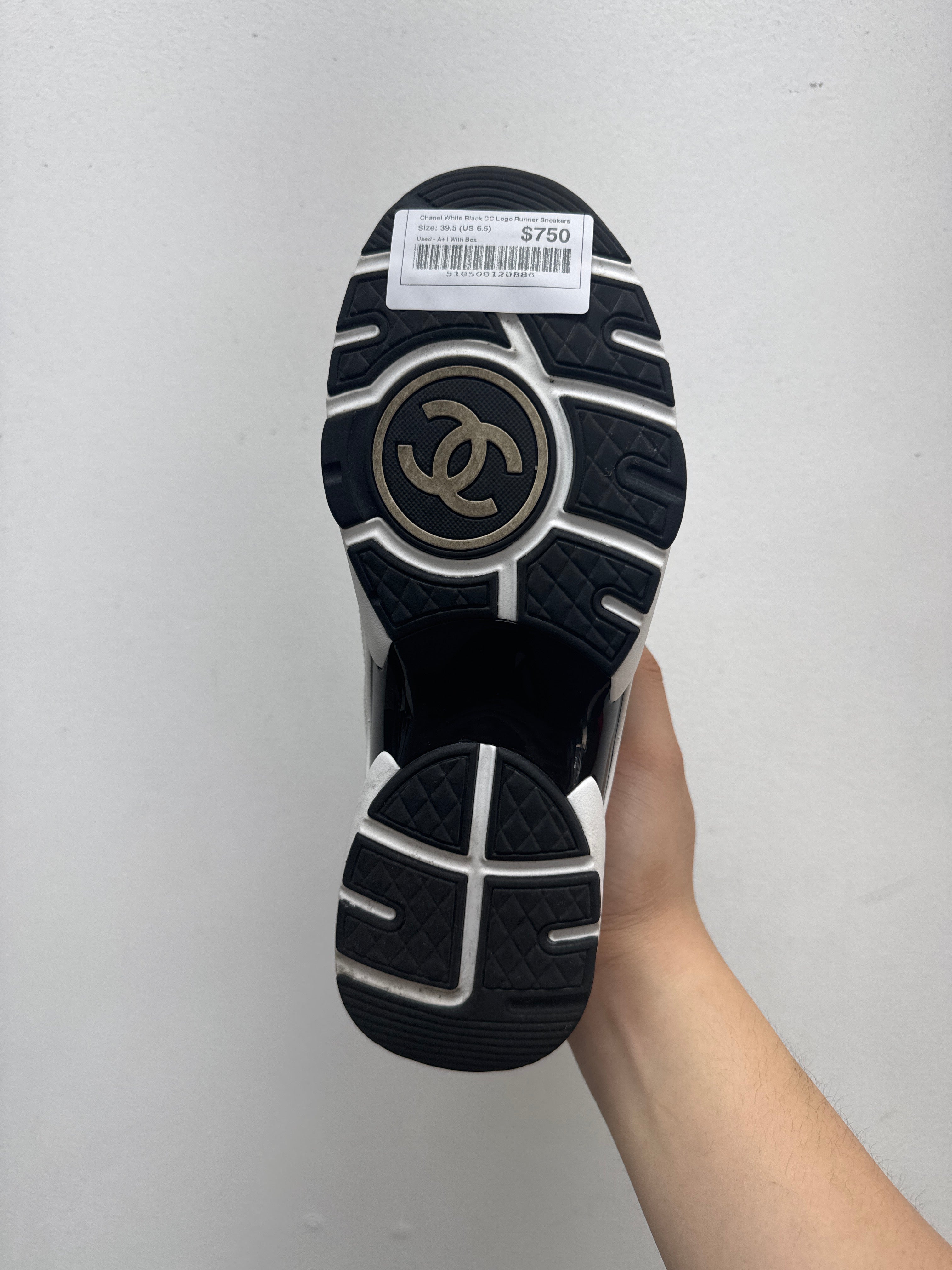 Chanel White Black CC Logo Runner Sneakers