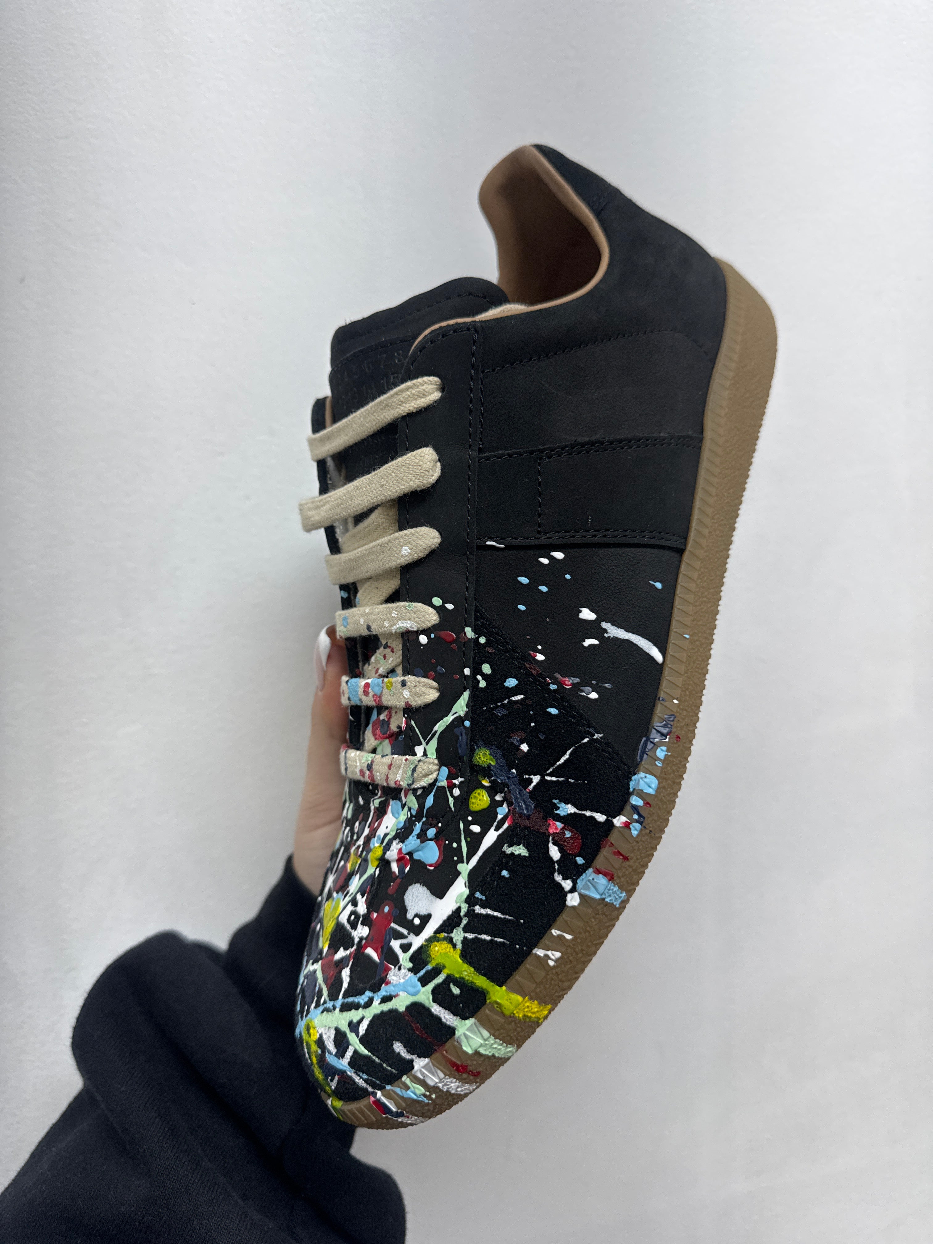 Maison Margiela Black Replica Paint Splatter Sneakers