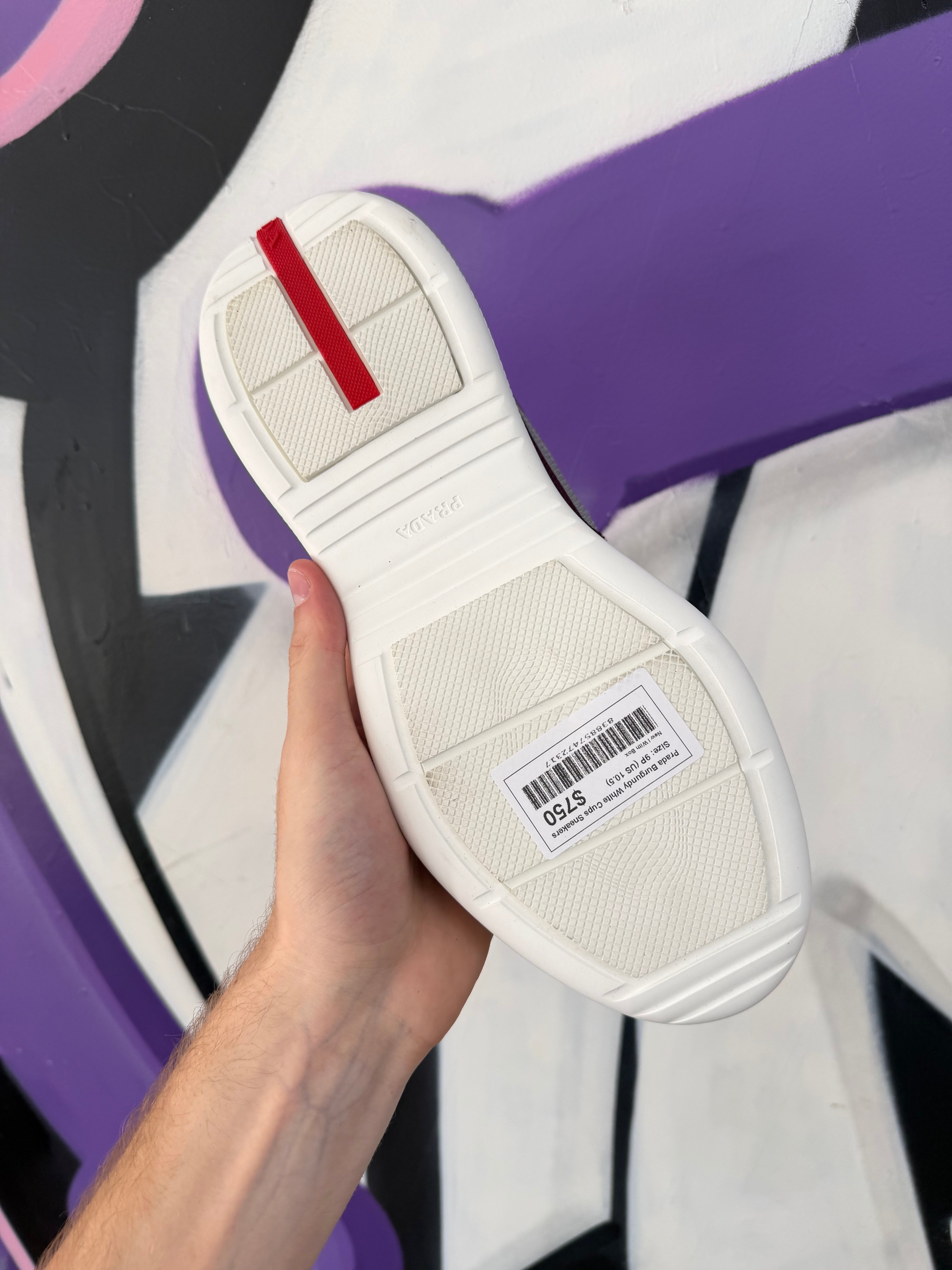 Prada Burgundy White Cups Sneakers