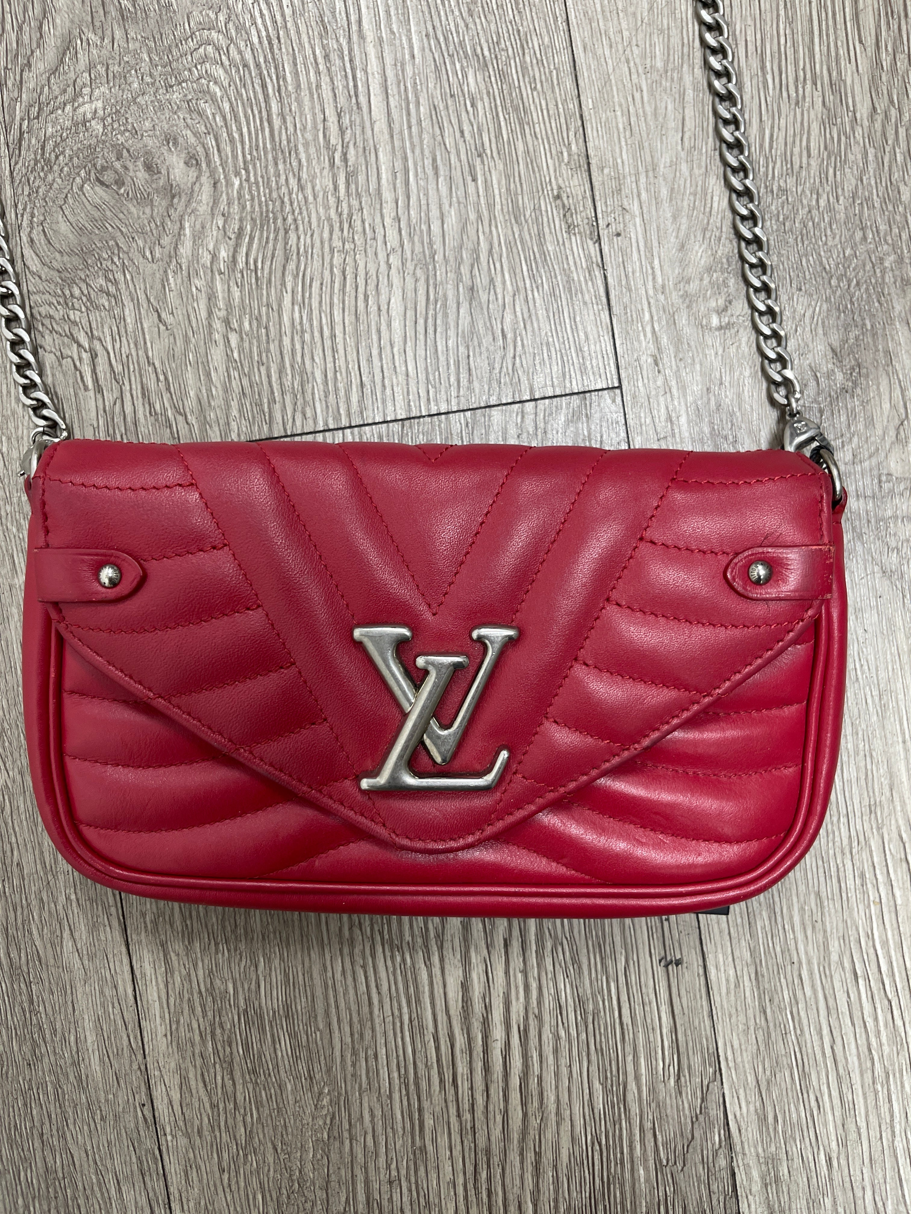 Louis Vuitton Red New Wave Quilted Leather Pouchette Chain Shoulder Bag