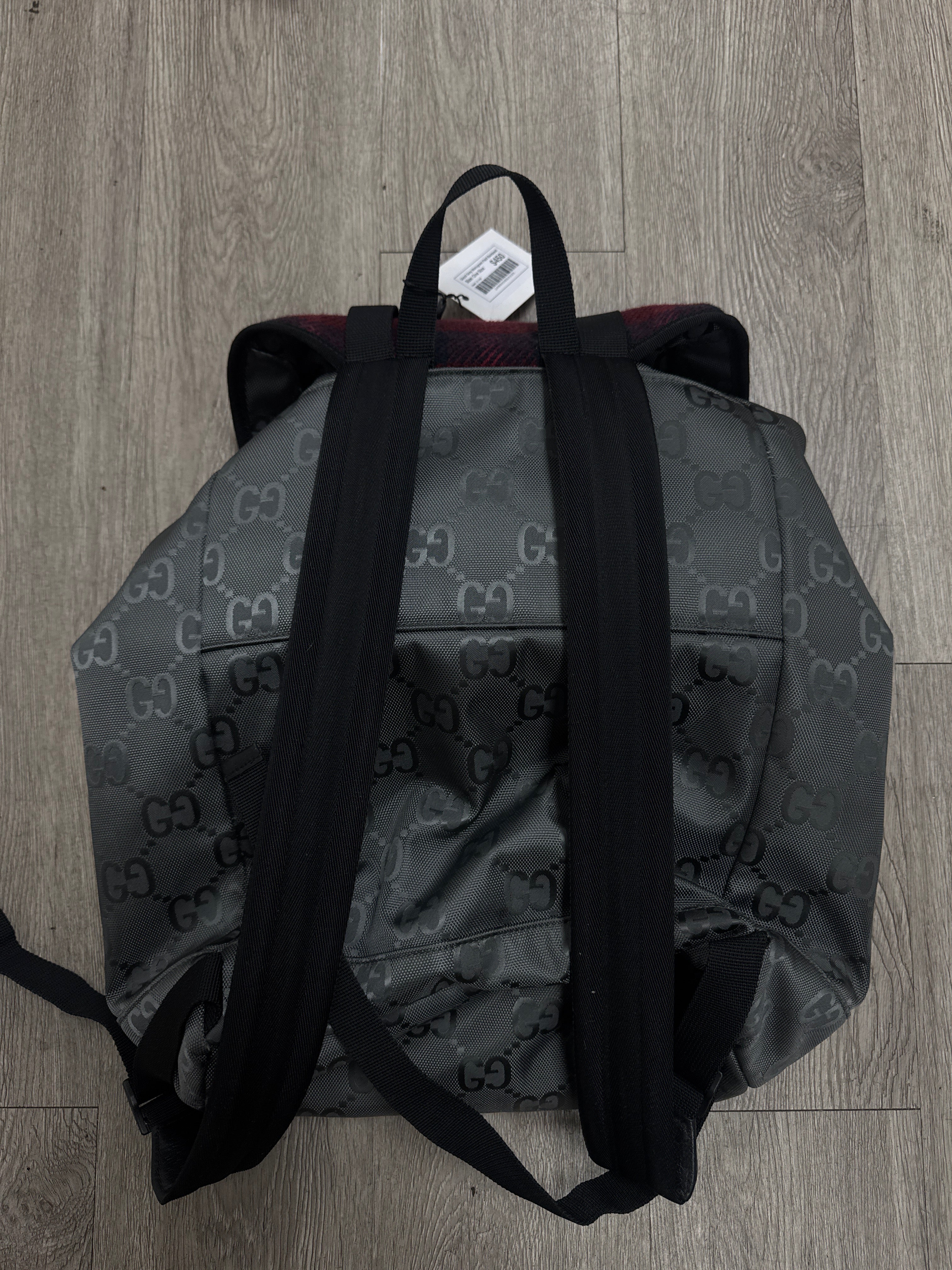 Gucci Grey Monogram Plaid Backpack