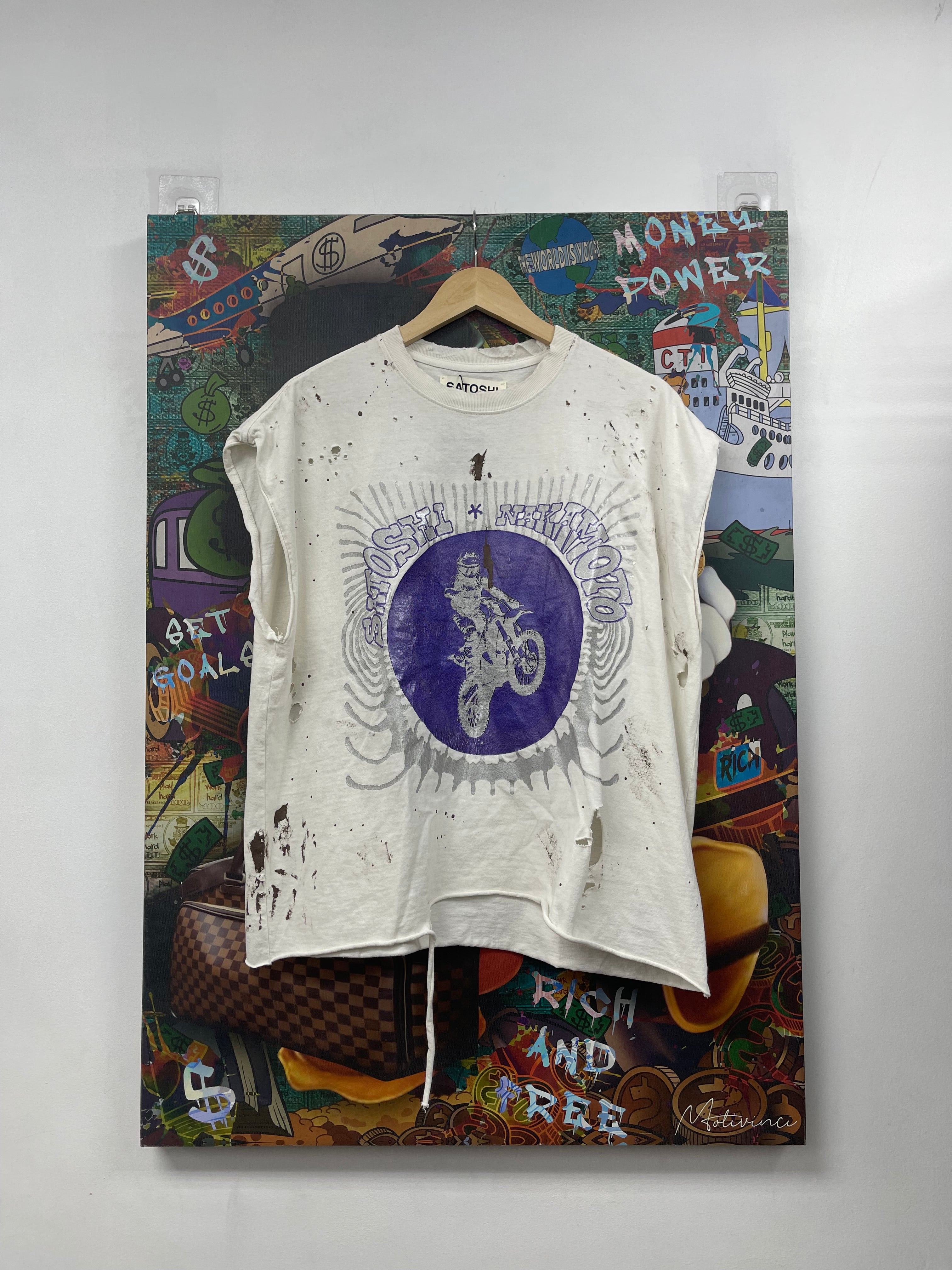 Satoshi Nakamoto White Purple Globe Of Death Sleeveless Tee