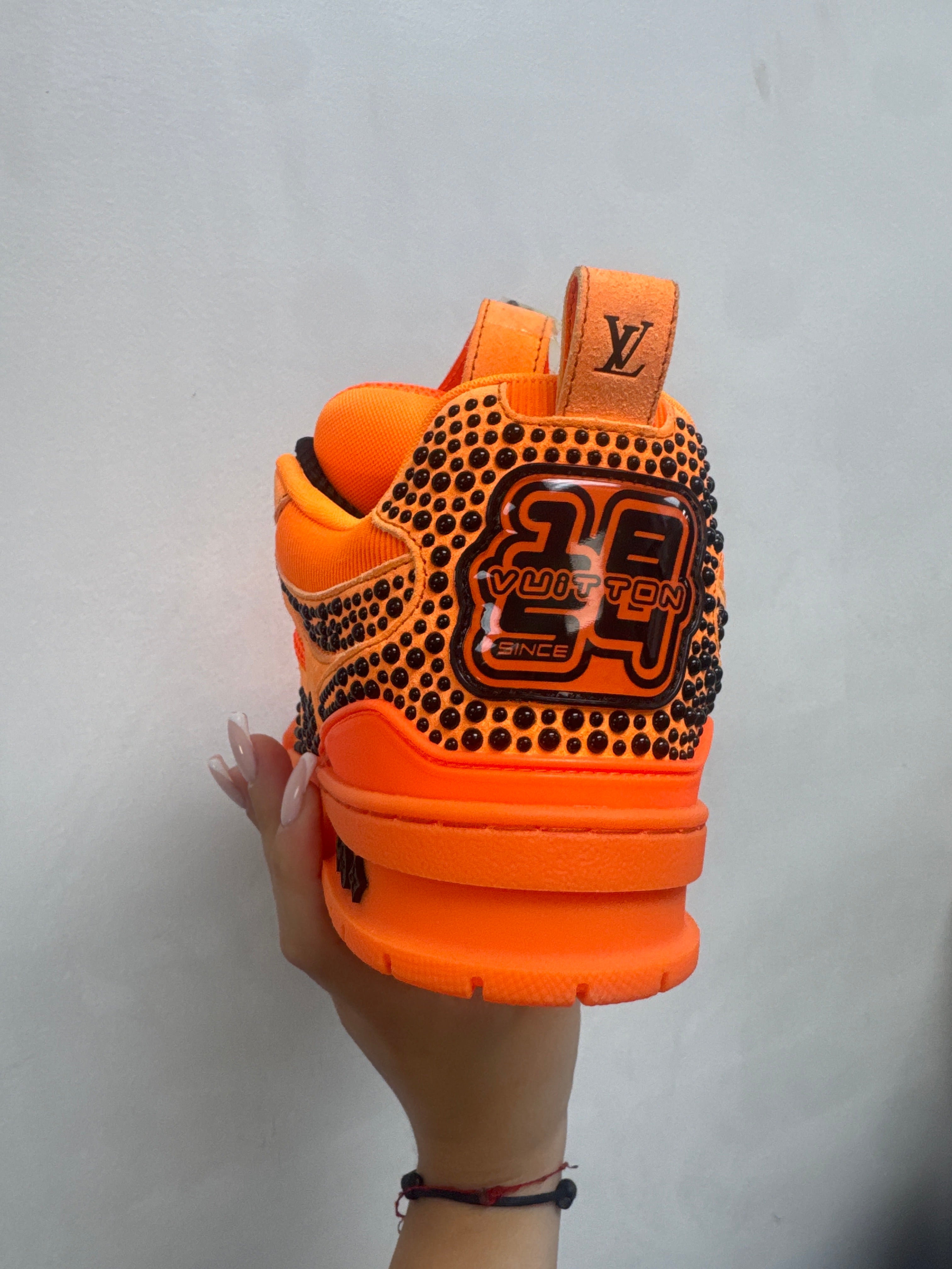 Louis Vuitton Orange Black Studded Skates Sneakers